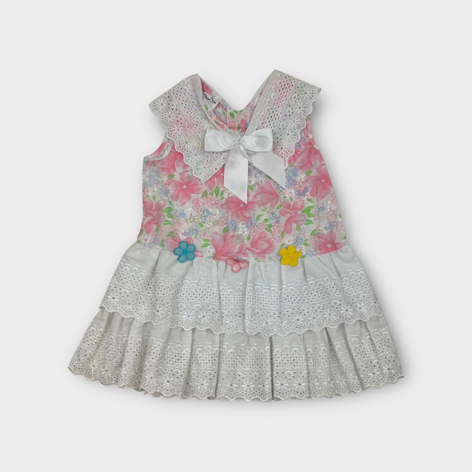 Vintage Pink Floral & Lace Dress, Size 4