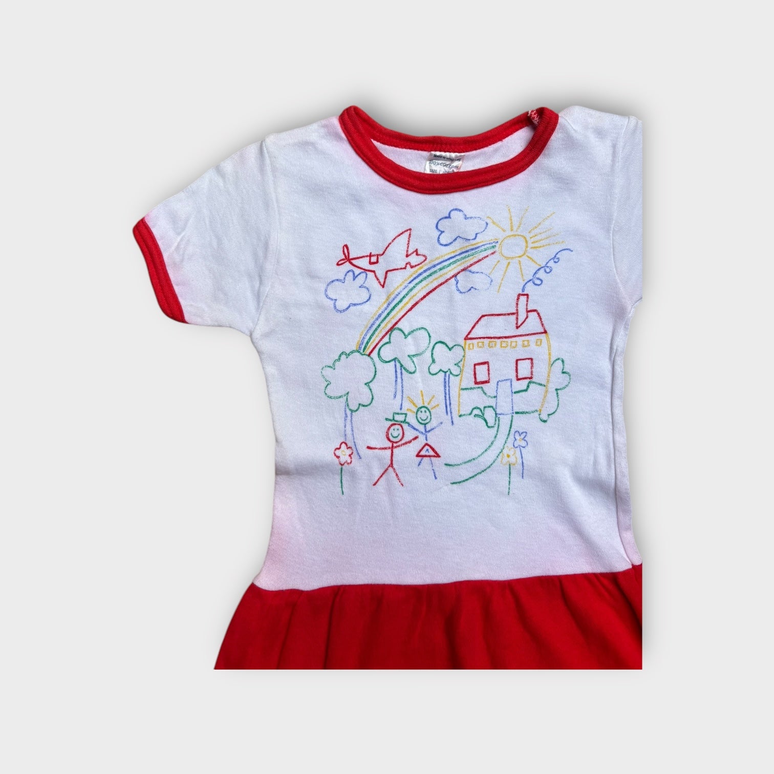 Vintage Stick Figure Drawing Dress, Size 3