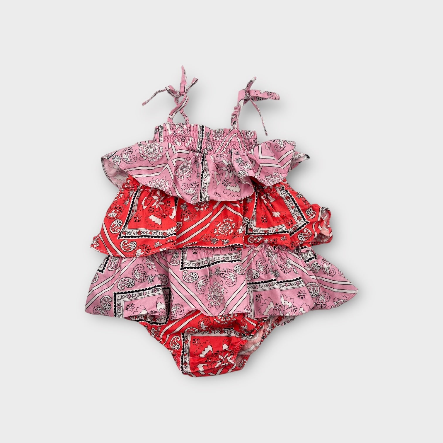 Seed Heritage Paisley Ruffle Romper, Size 2