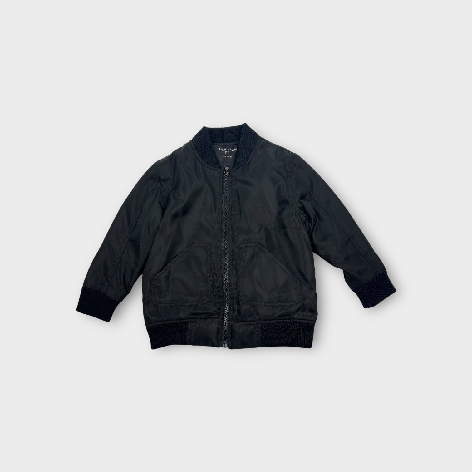 Tiny Tribe Black Bomber Jacket, Size 5