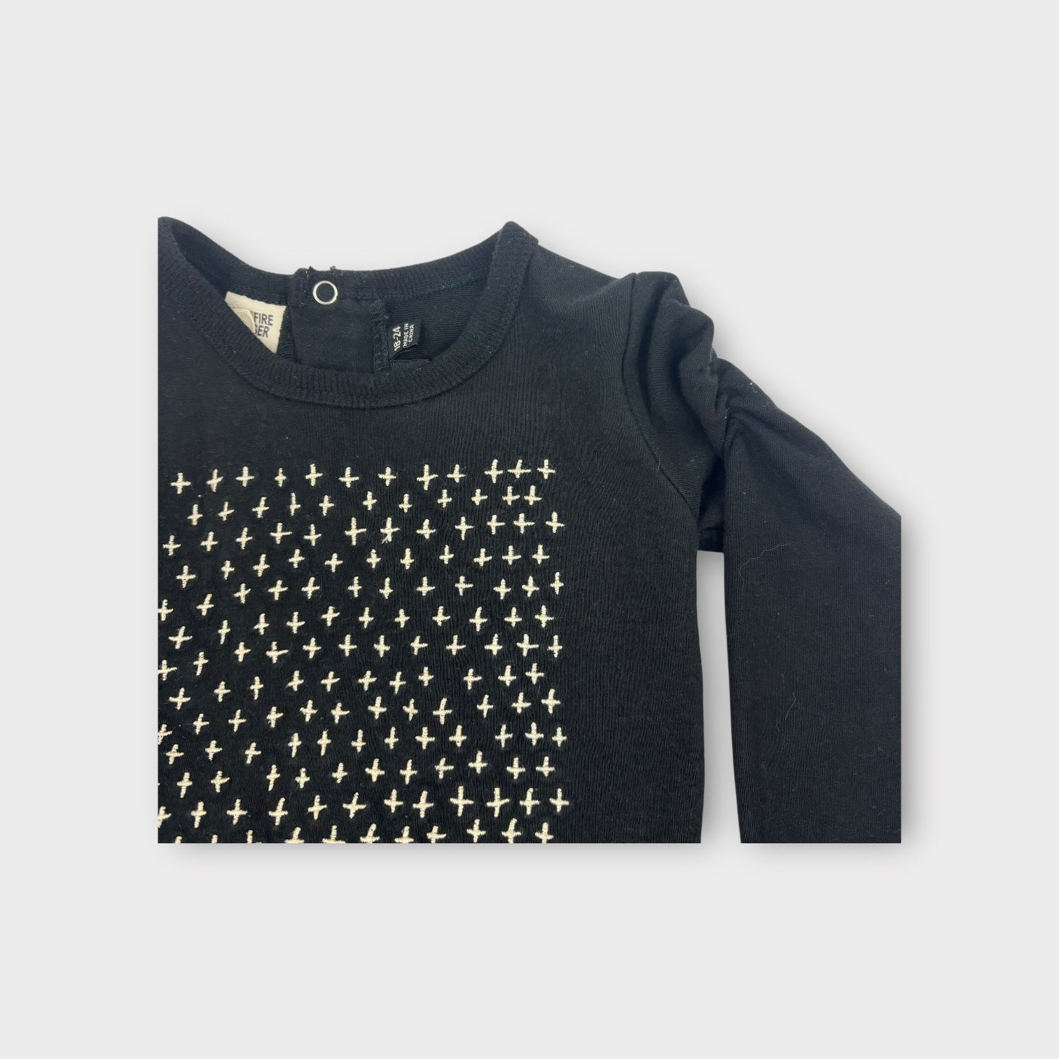 Rock Your Baby Black Embroidered Dress, Size 18-24m