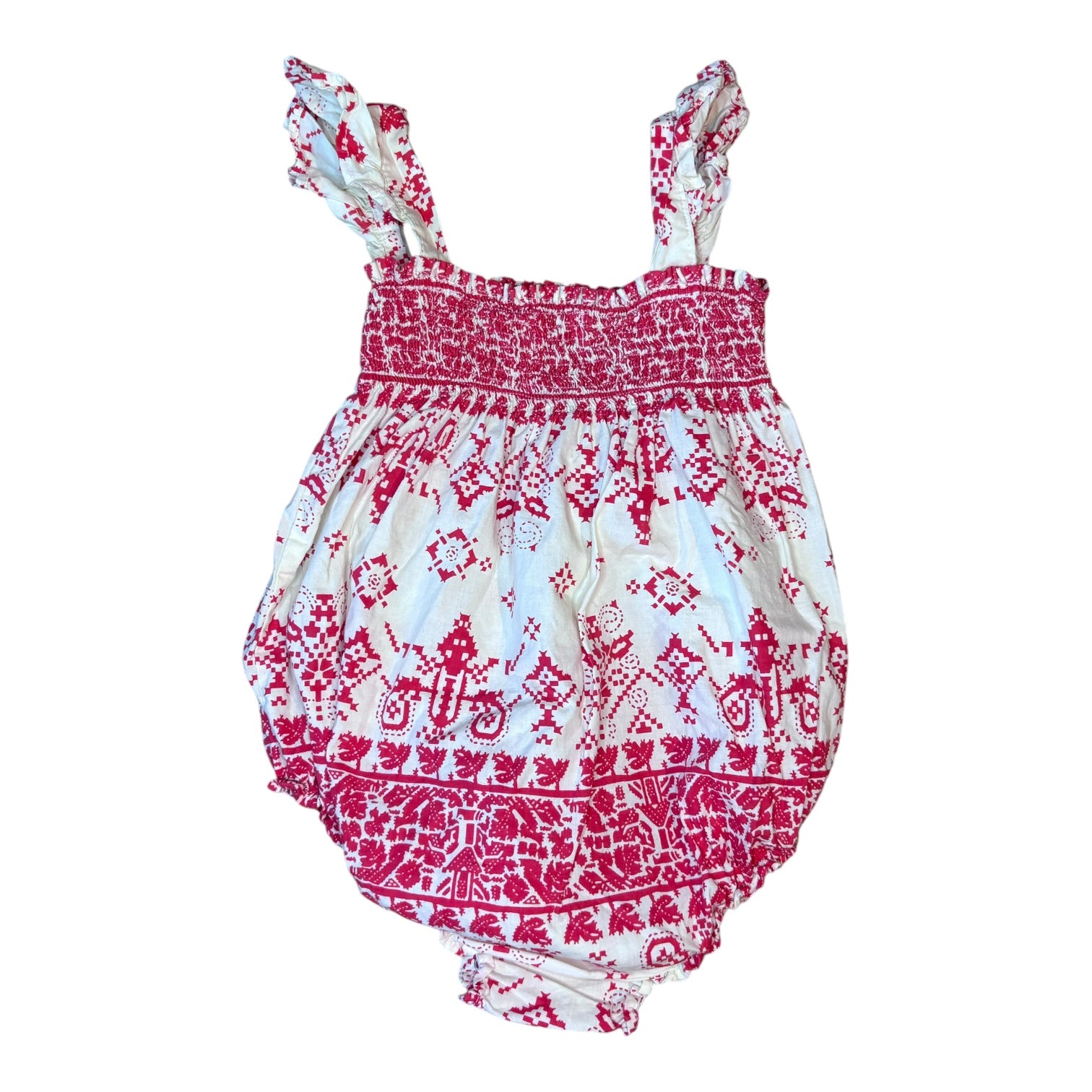 Peggy Red and White Romper, Size 2