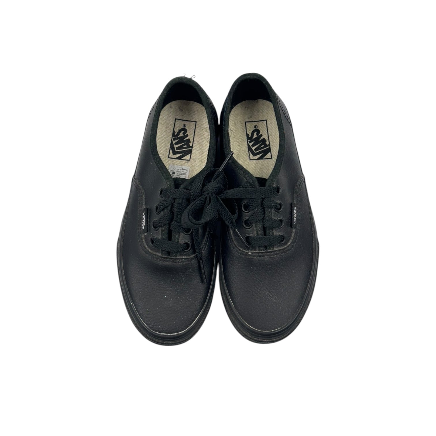 Vans All Black Leather Originals, Size EU 32.5