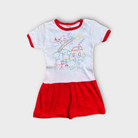 Vintage Stick Figure Drawing Dress, Size 3