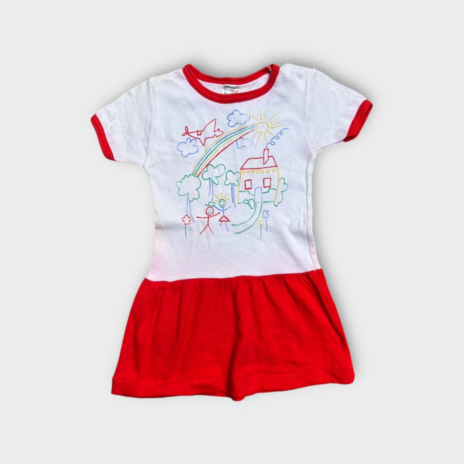 Vintage Stick Figure Drawing Dress, Size 3