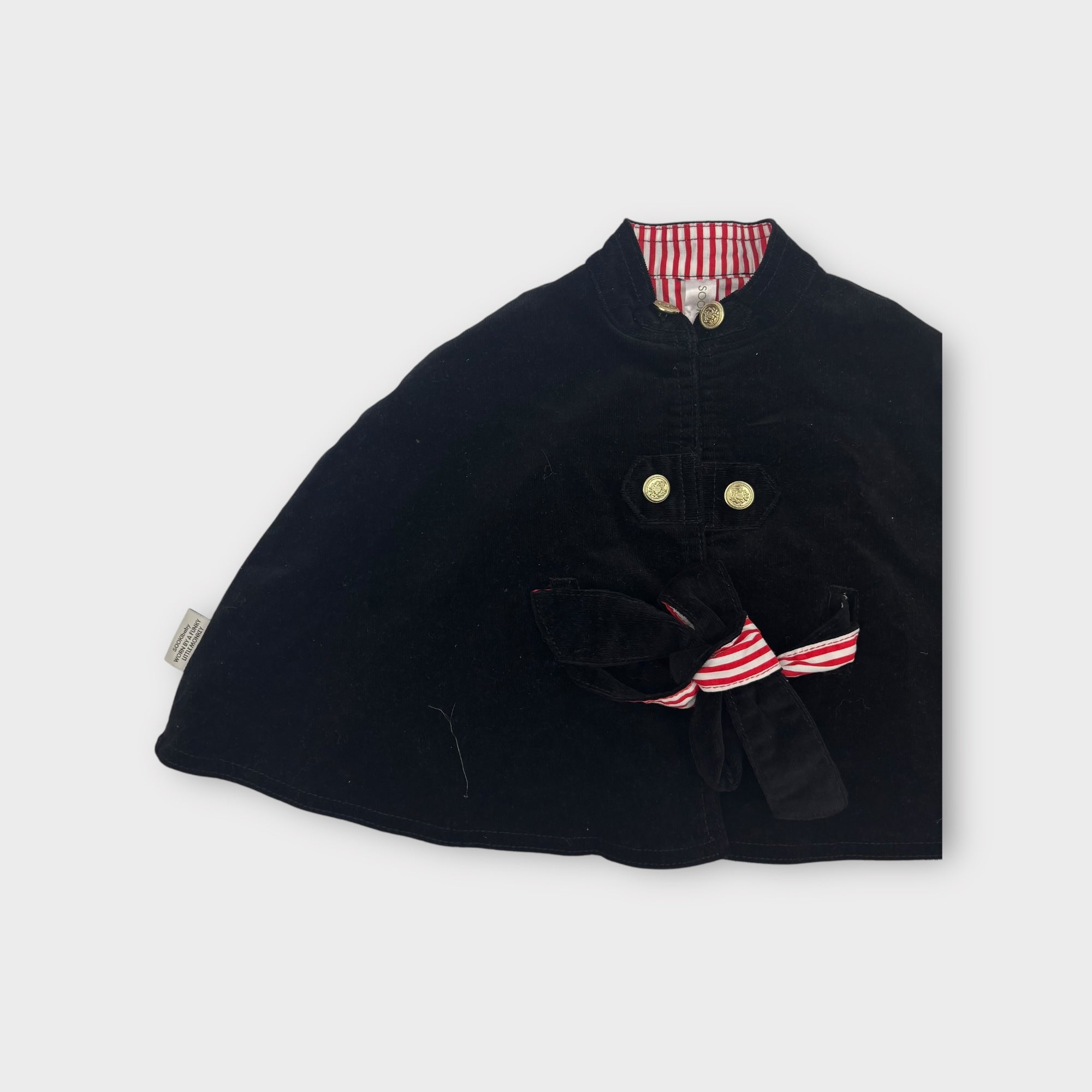 SOOKIBaby Black Corduroy Cape, Size 1