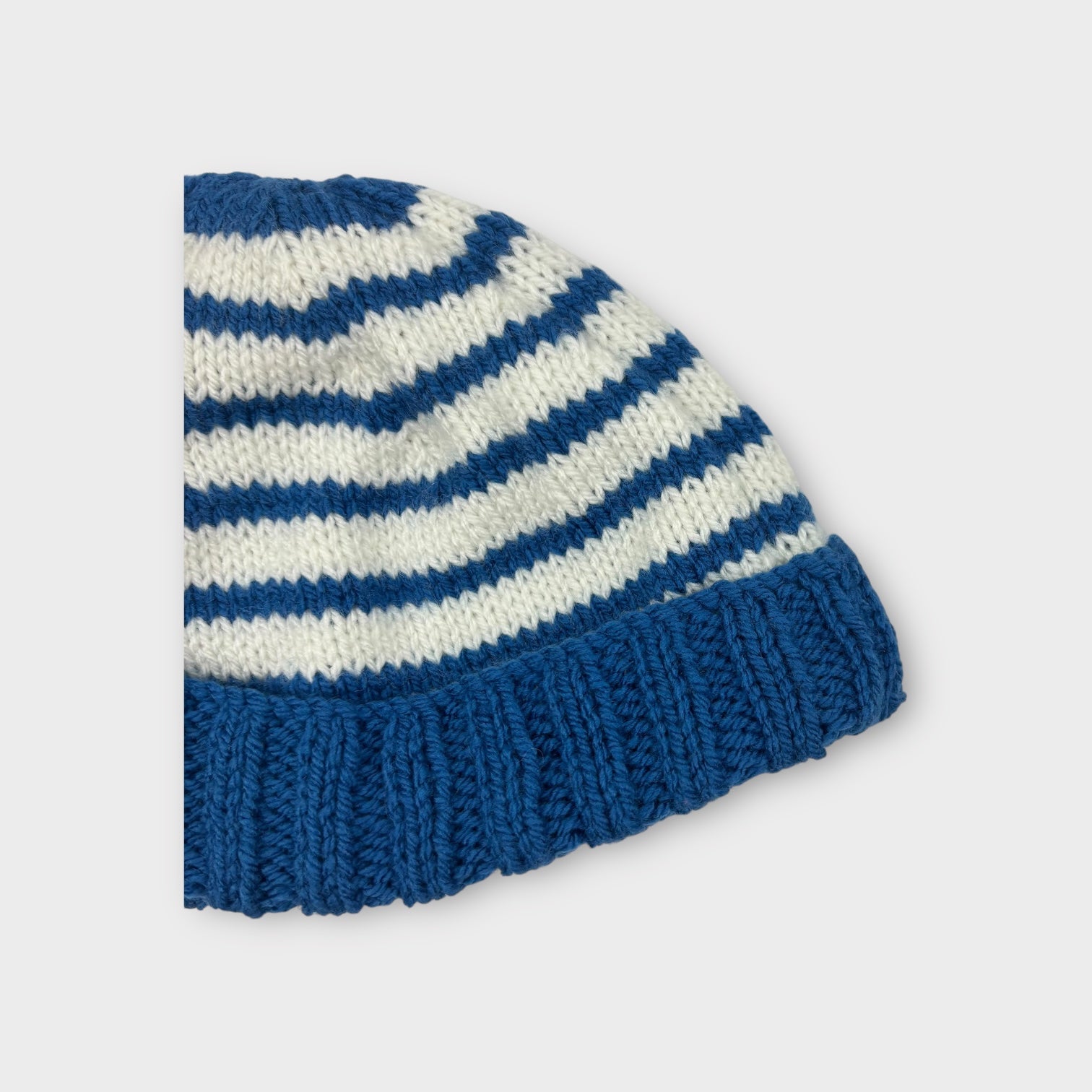 Handmade Blue Stripe Beanie, Size S