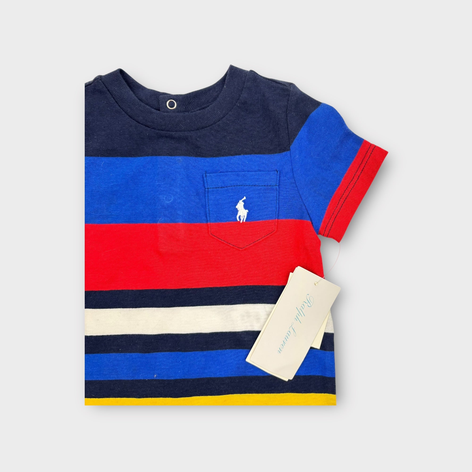 Ralph Lauren Striped Short Sleeve Bodysuit, Size 0