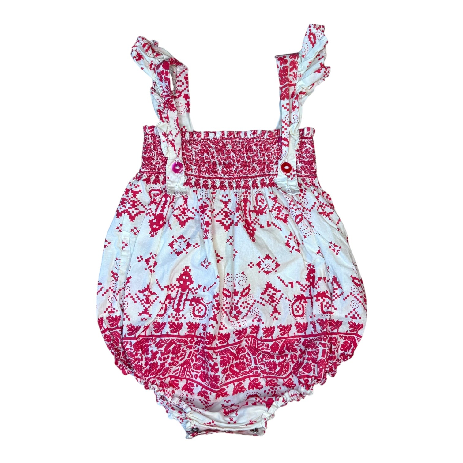 Peggy Red and White Romper, Size 2
