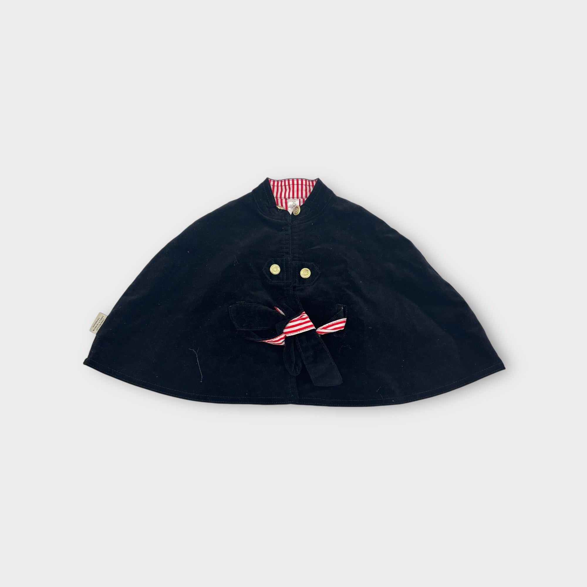 SOOKIBaby Black Corduroy Cape, Size 1