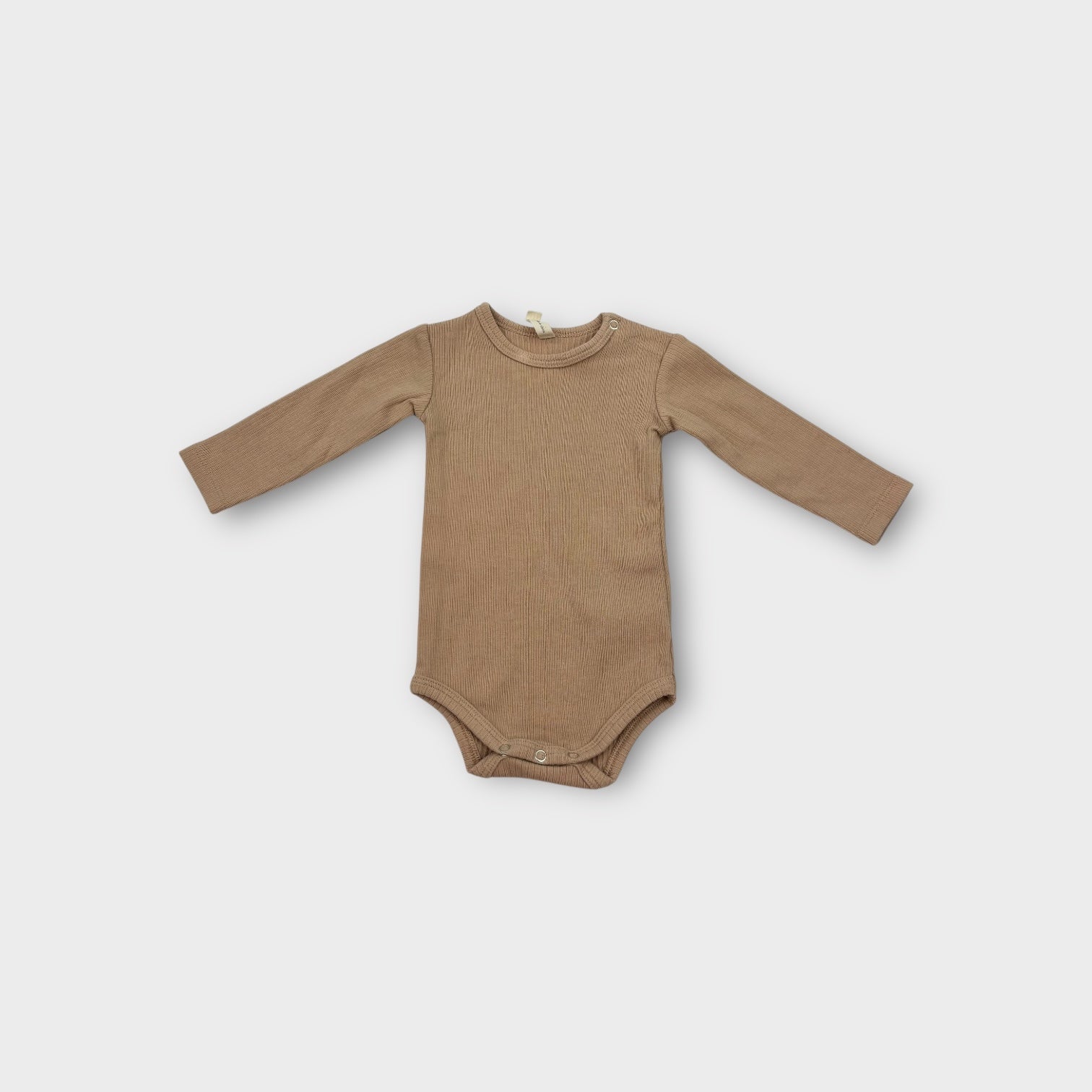 Quincy Mae Beige Ribbed Bodysuit, Size 000