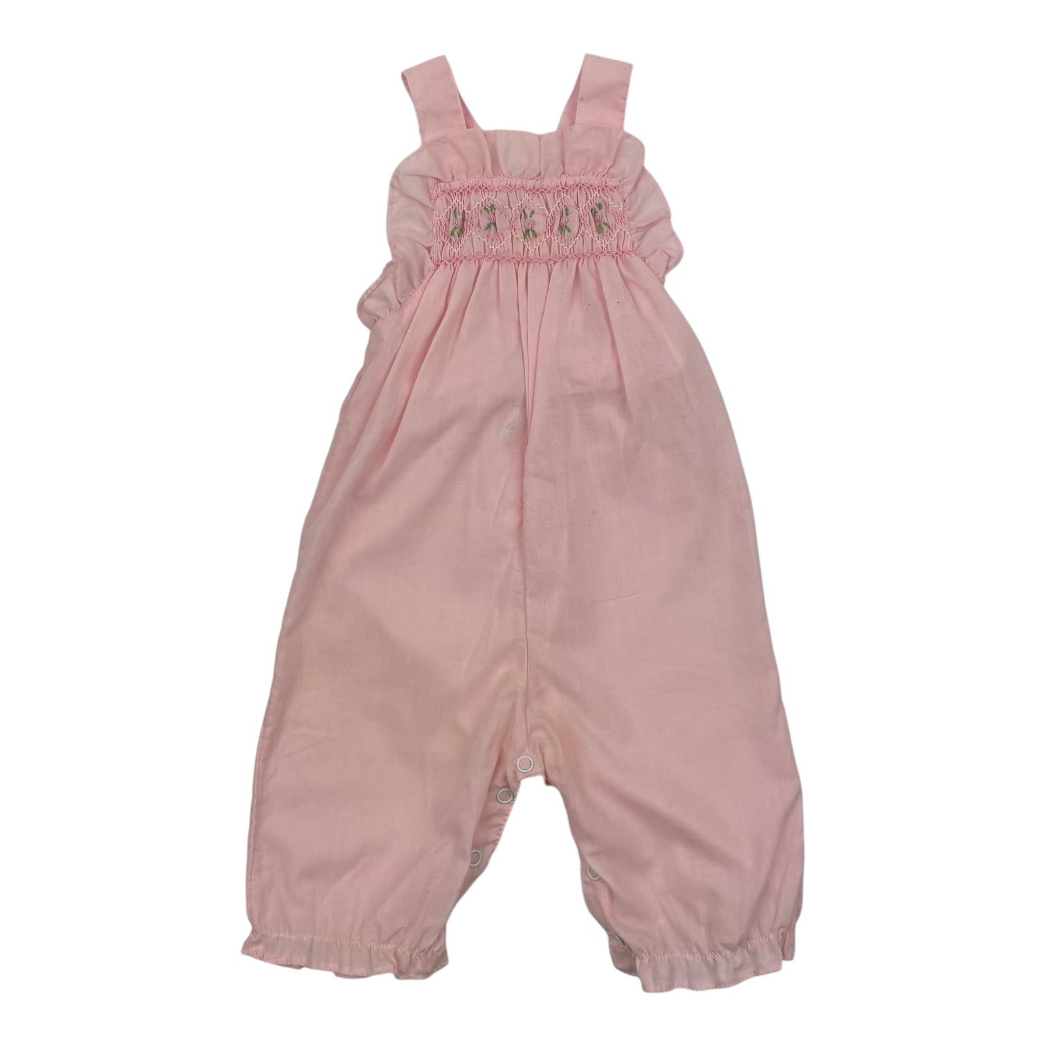 Vintage Smocked Ruffle Trim Jumpsuit, Size 00