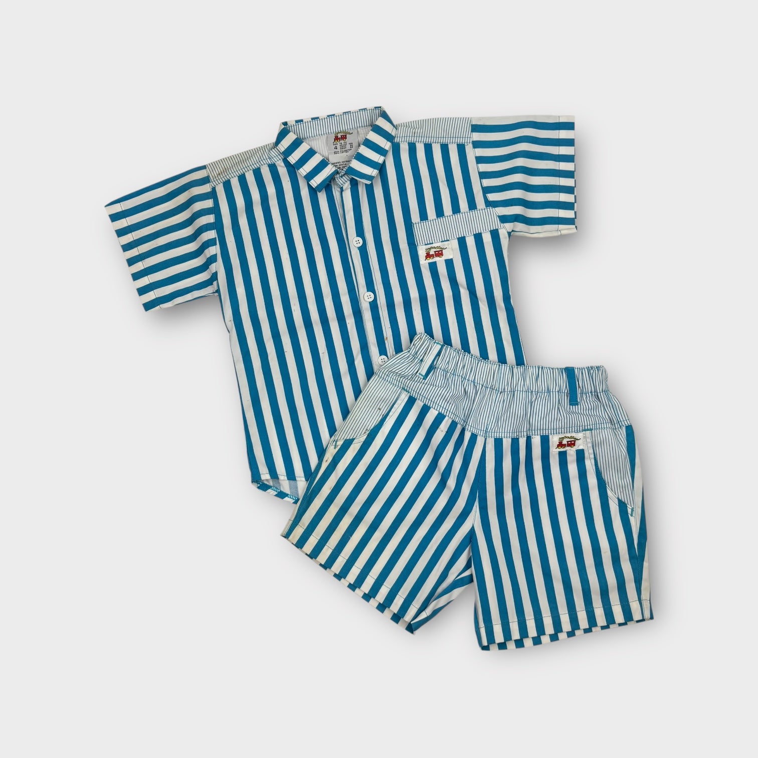 Vintage Blue and White Stripe Set, Size 4