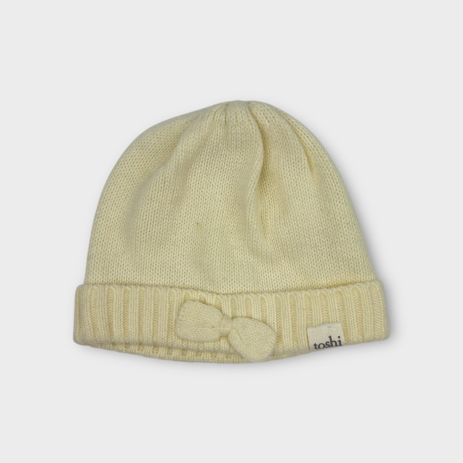 Toshi White Bow Beanie, Size S