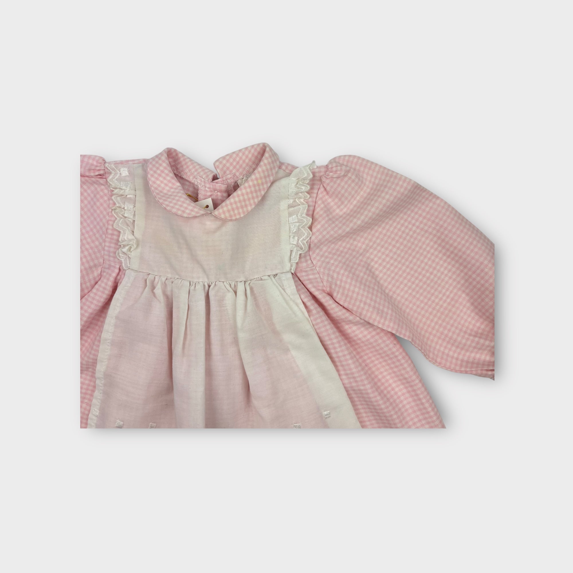 Vintage Pink and White Apron Dress, Size 00