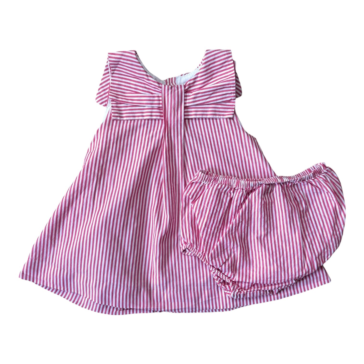 Jacadi Pink Stripe Dress & Bloomers, Size 0