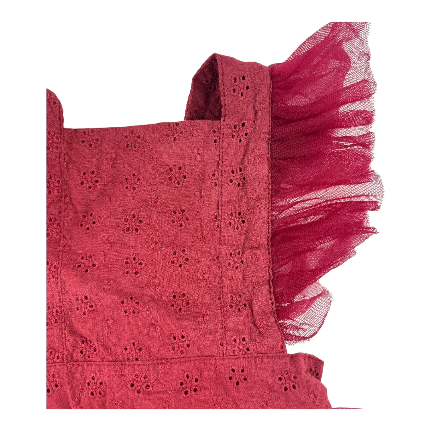Aubrie Red Broderie Tulle Romper, Size 2