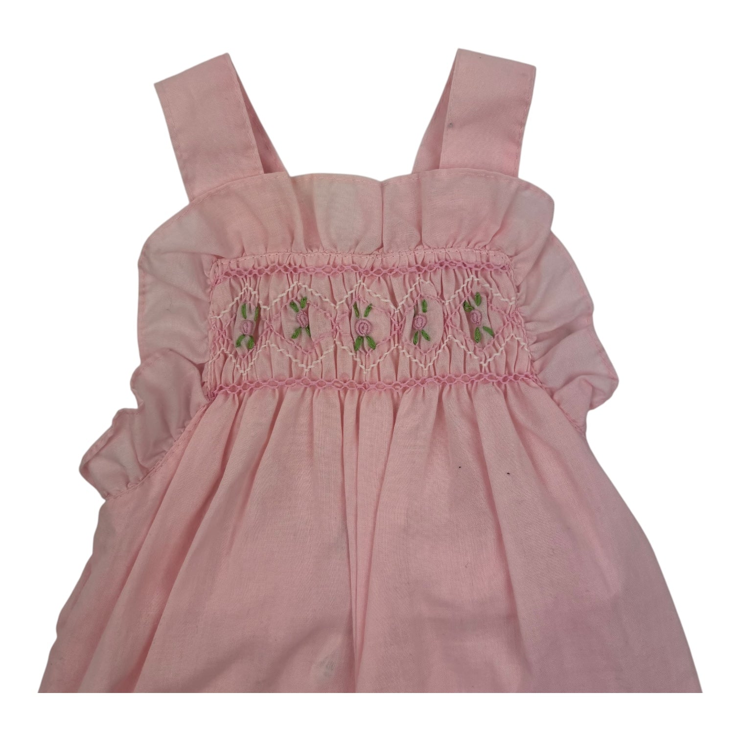 Vintage Smocked Ruffle Trim Jumpsuit, Size 00