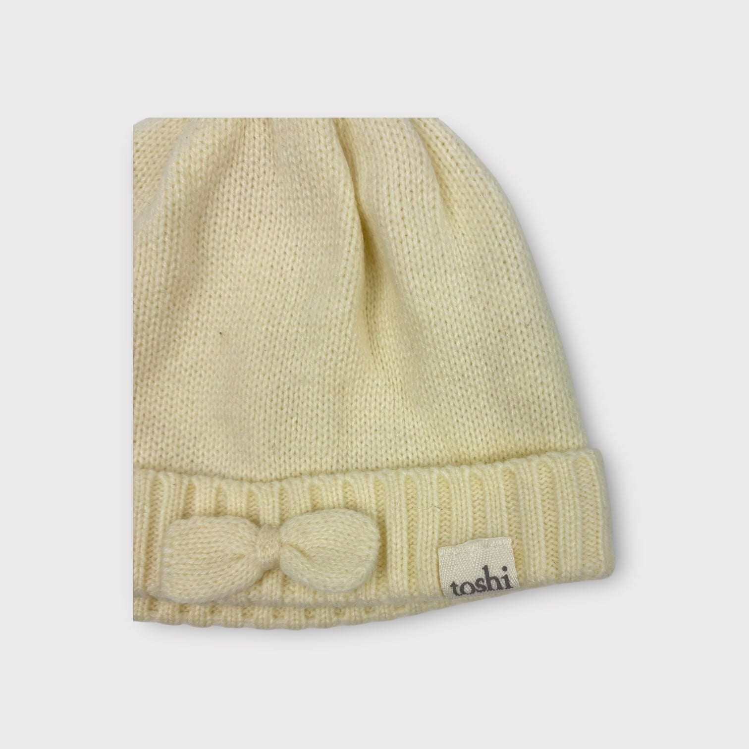 Toshi White Bow Beanie, Size S