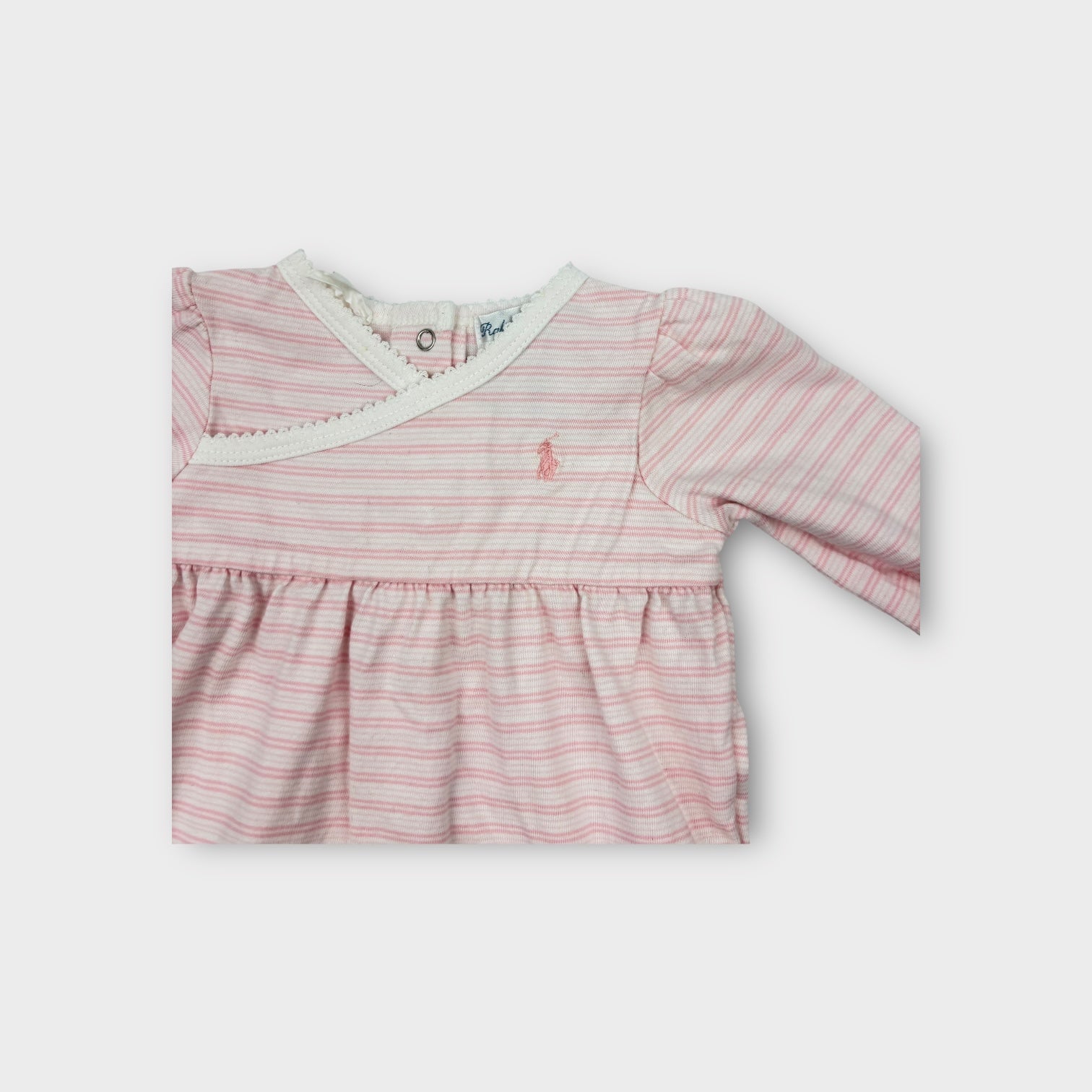 Ralph Lauren Pink Stripe Onesie, Size 000
