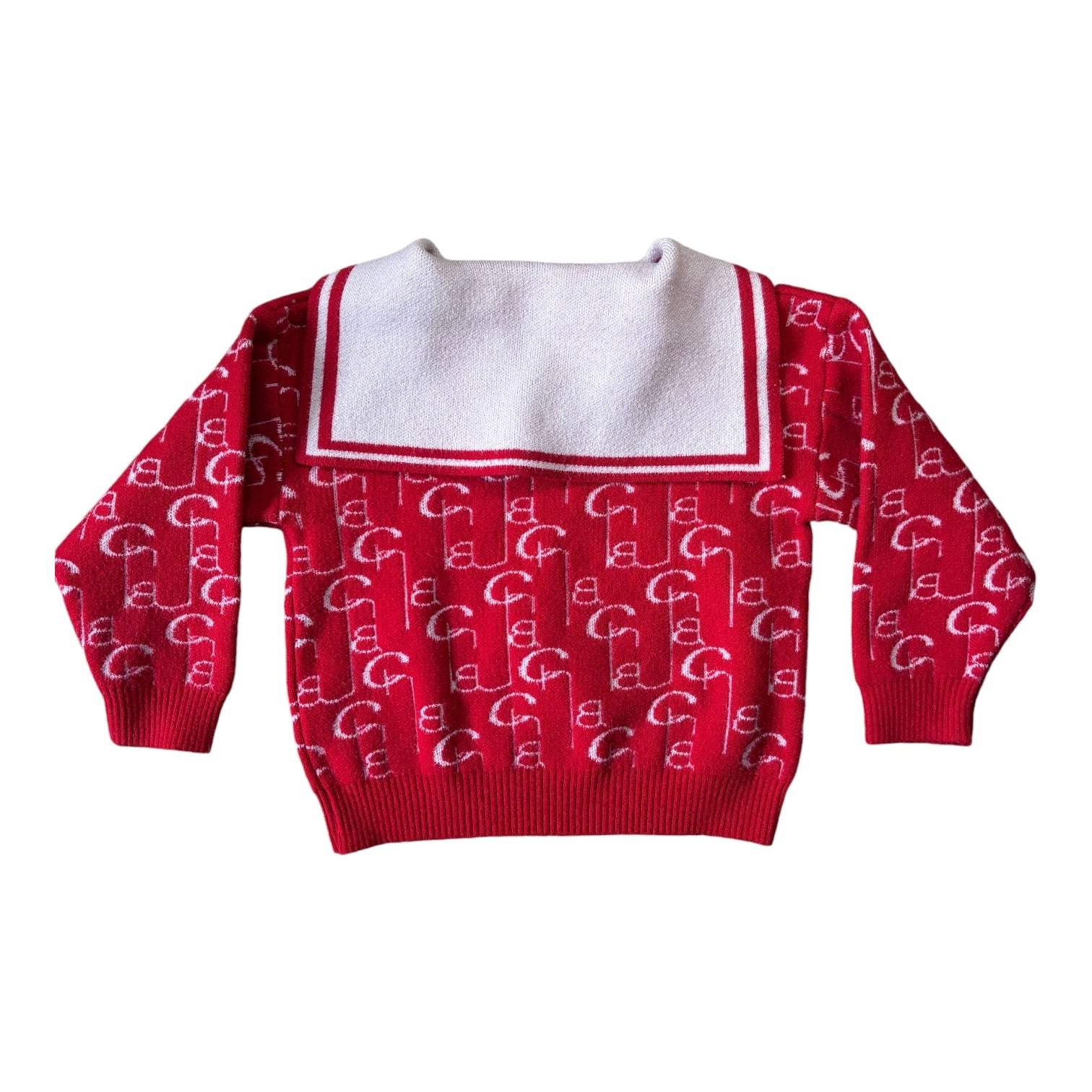 Retro Red Sailor Style Knit, Size 5-6