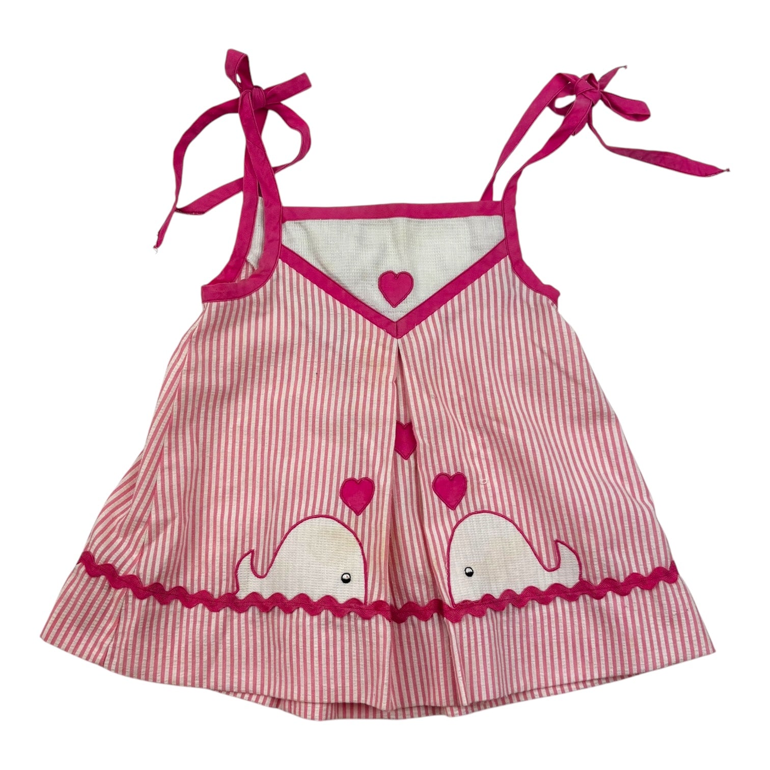 Vintage Pink Love Heart Whale Dress, Size 2
