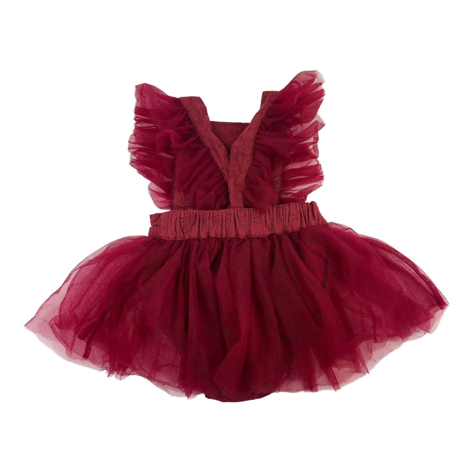 Aubrie Red Broderie Tulle Romper, Size 2