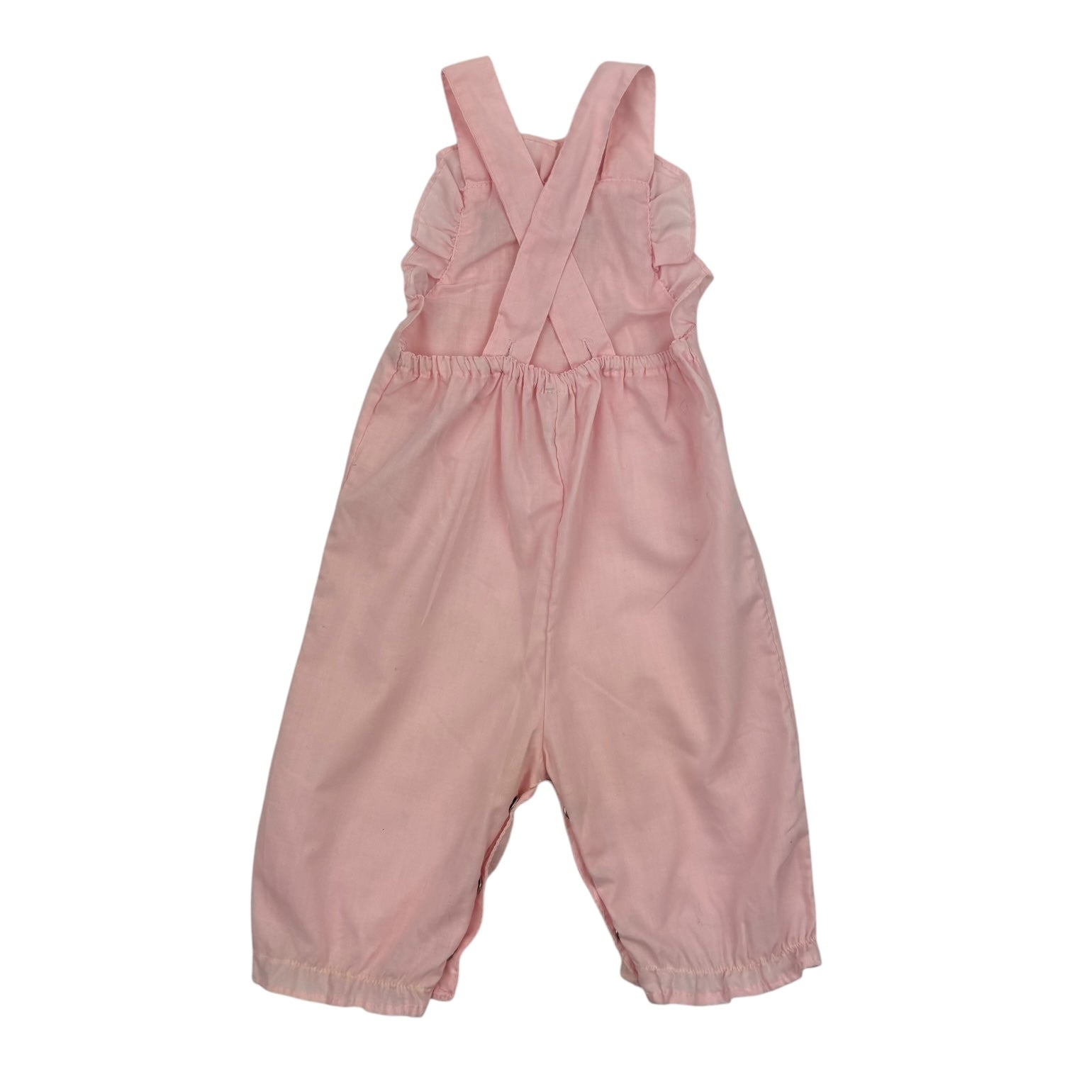 Vintage Smocked Ruffle Trim Jumpsuit, Size 00