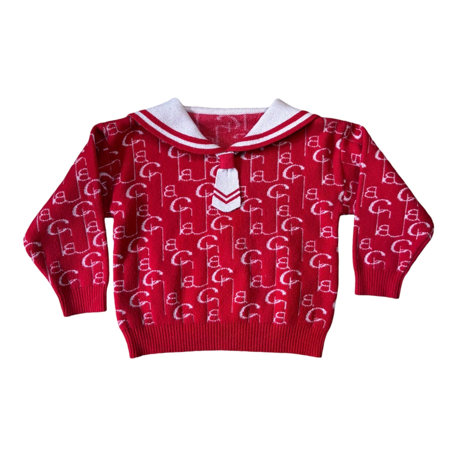 Retro Red Sailor Style Knit, Size 4-5