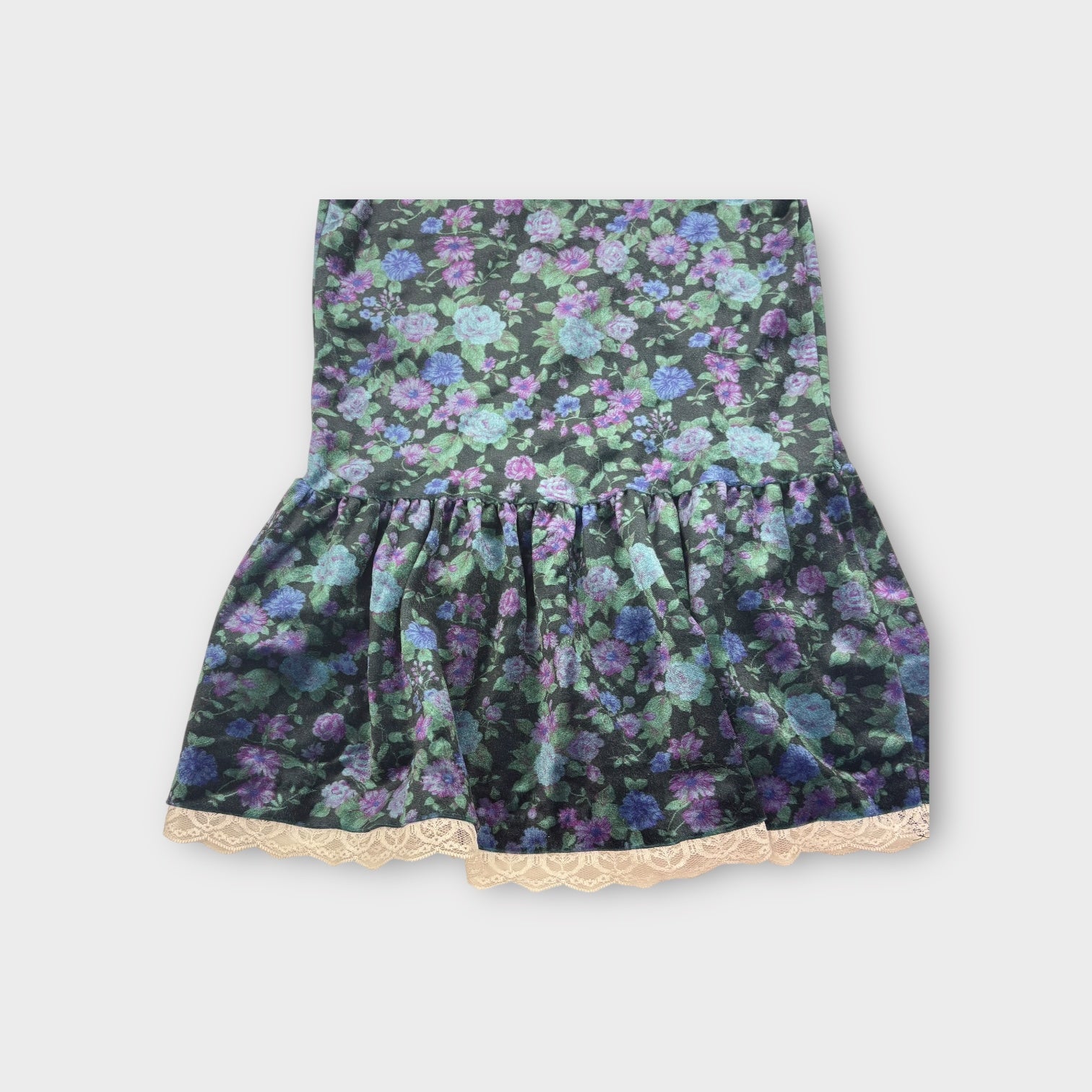 Vintage Dark Floral Velour Dress, Size 6