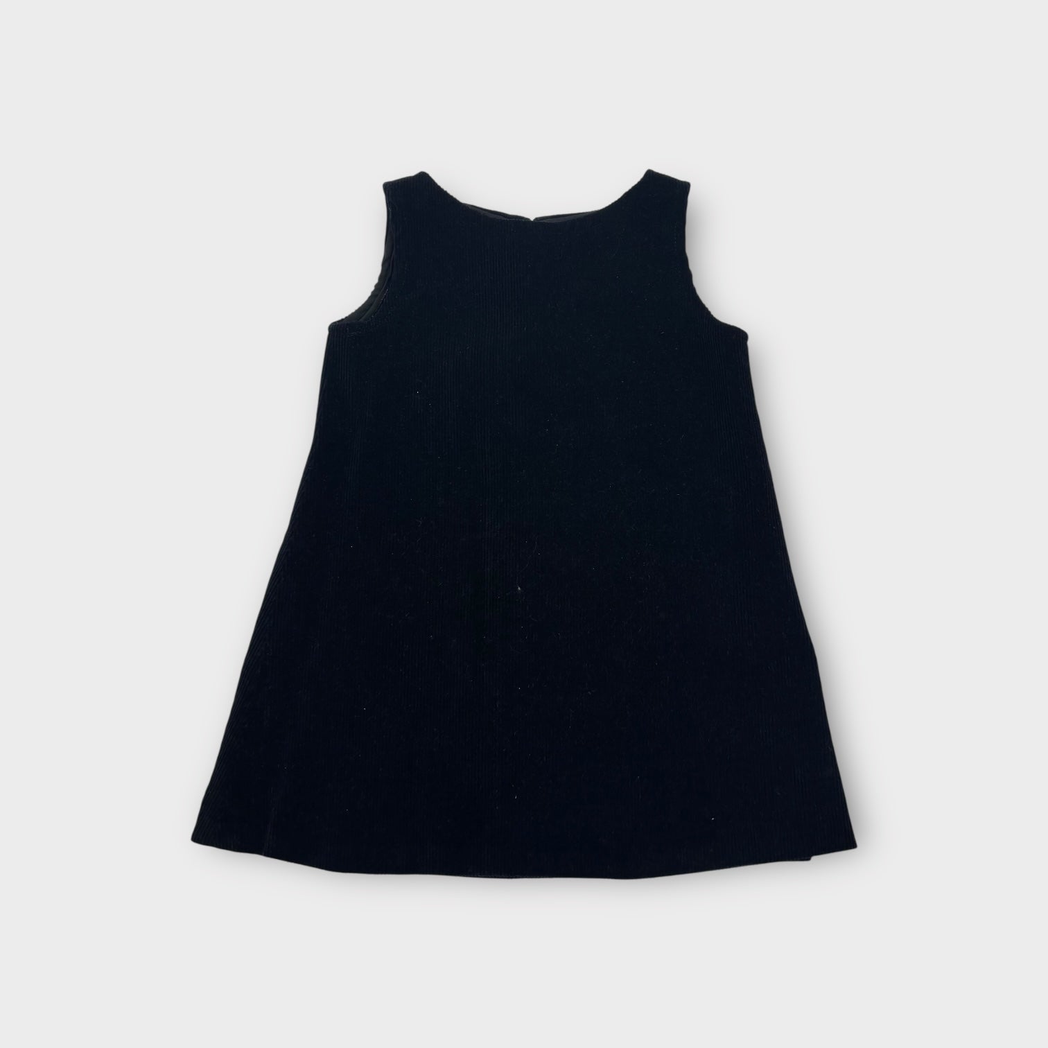 Handmade Black Corduroy Shift Dress, Size 3-4