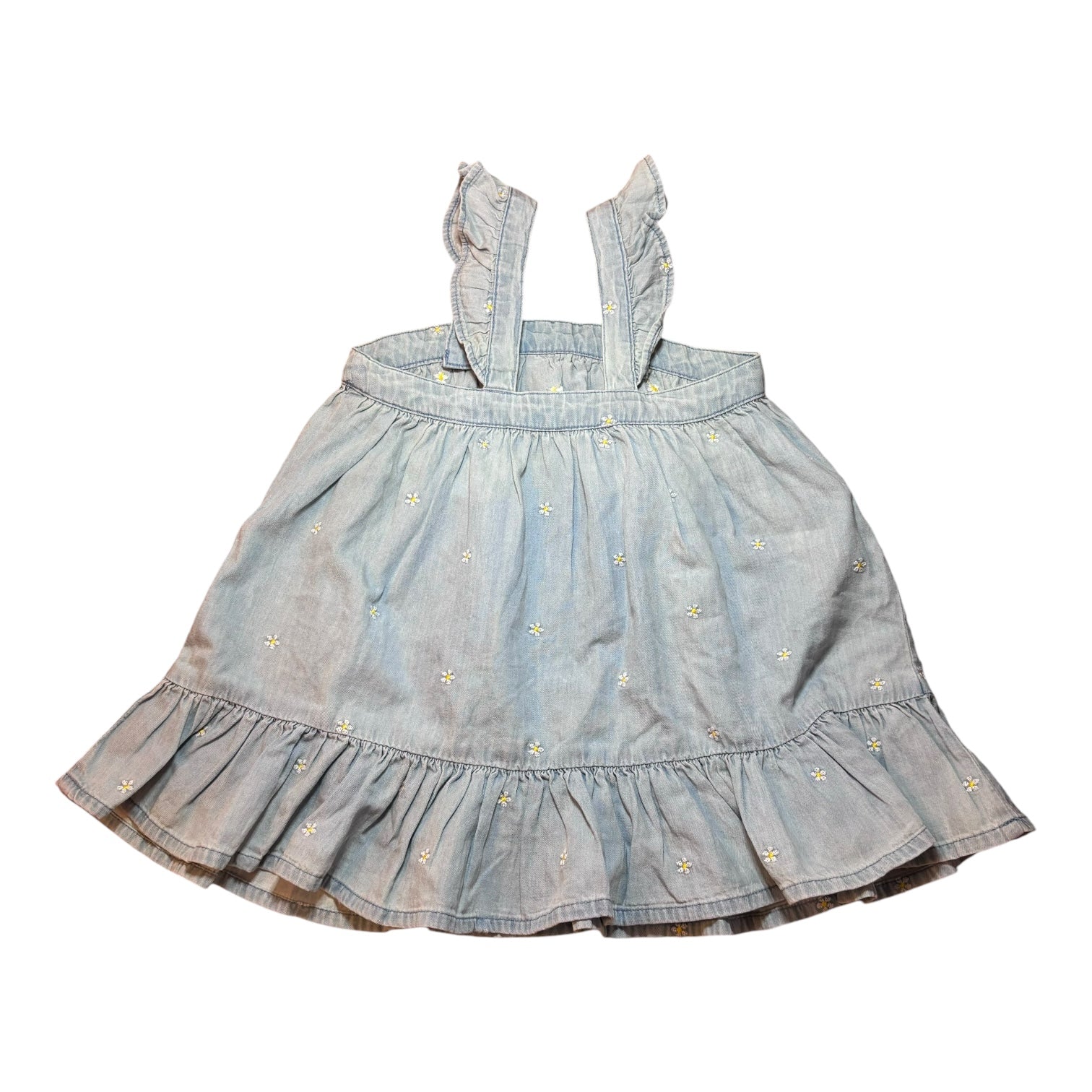 Zara Denim Daisy Embroidered Dress, Size 3-4