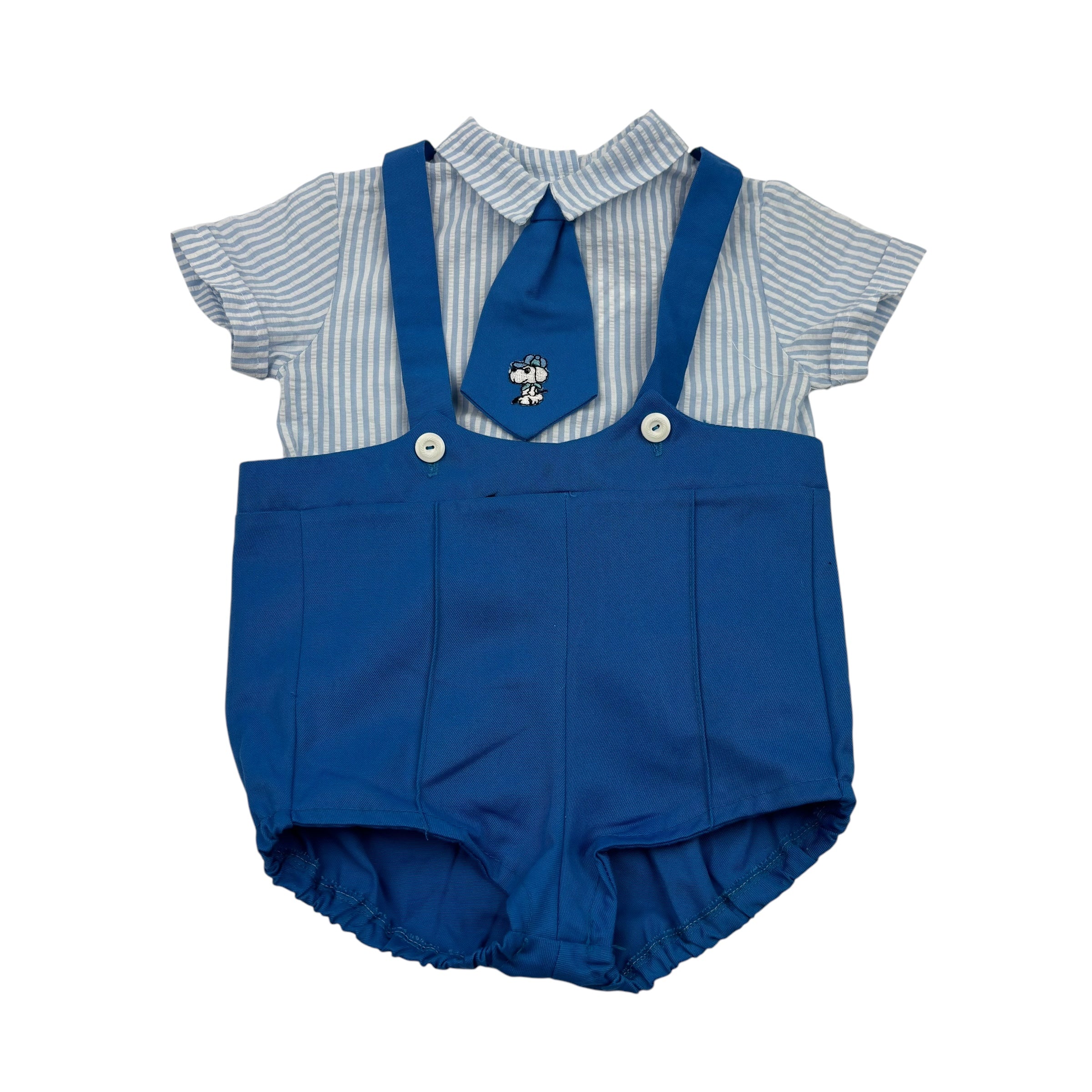 Vintage Suspender Shorts Sets With Tie, Size 1
