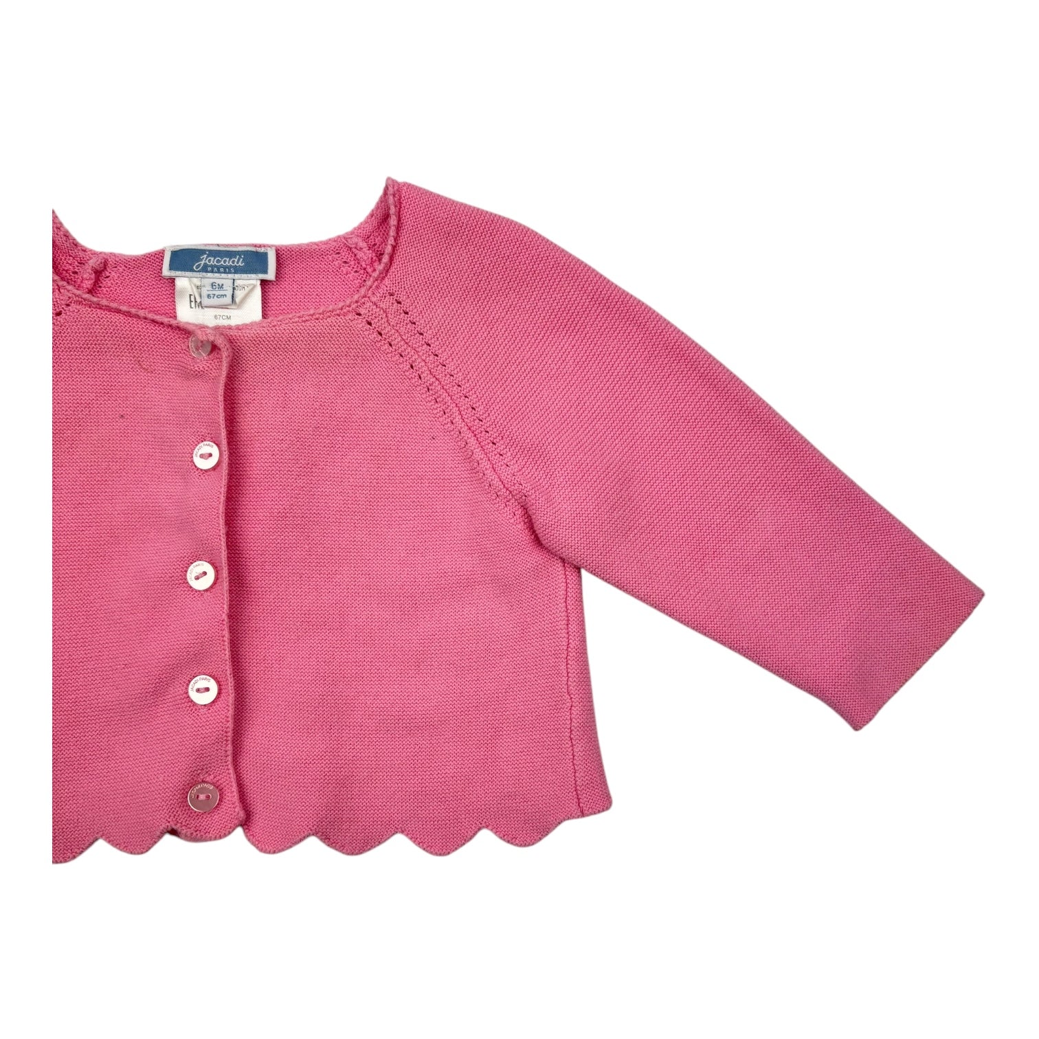 Jacadi Pink Scollop Cardigan, Size 00
