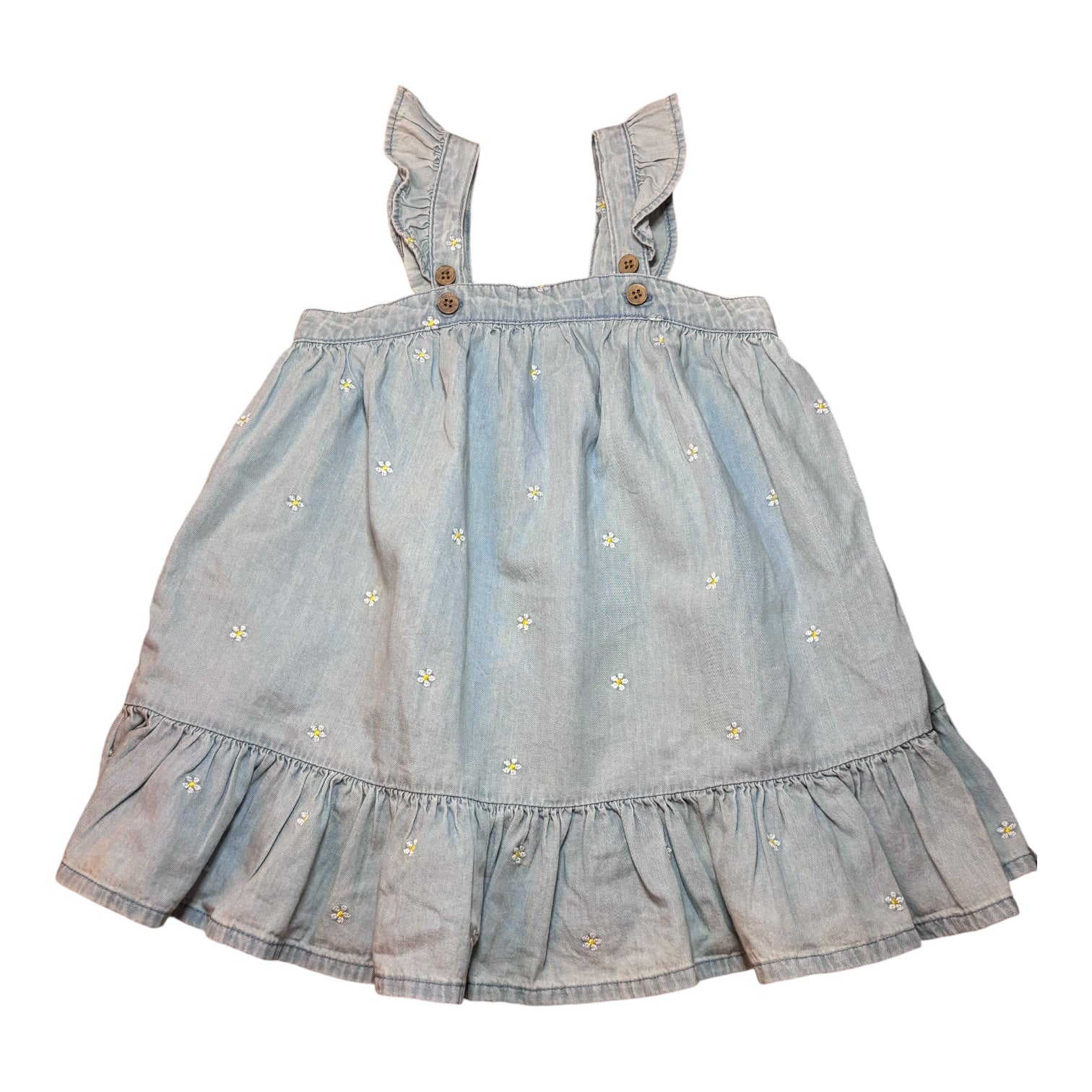 Zara Denim Daisy Embroidered Dress, Size 3-4