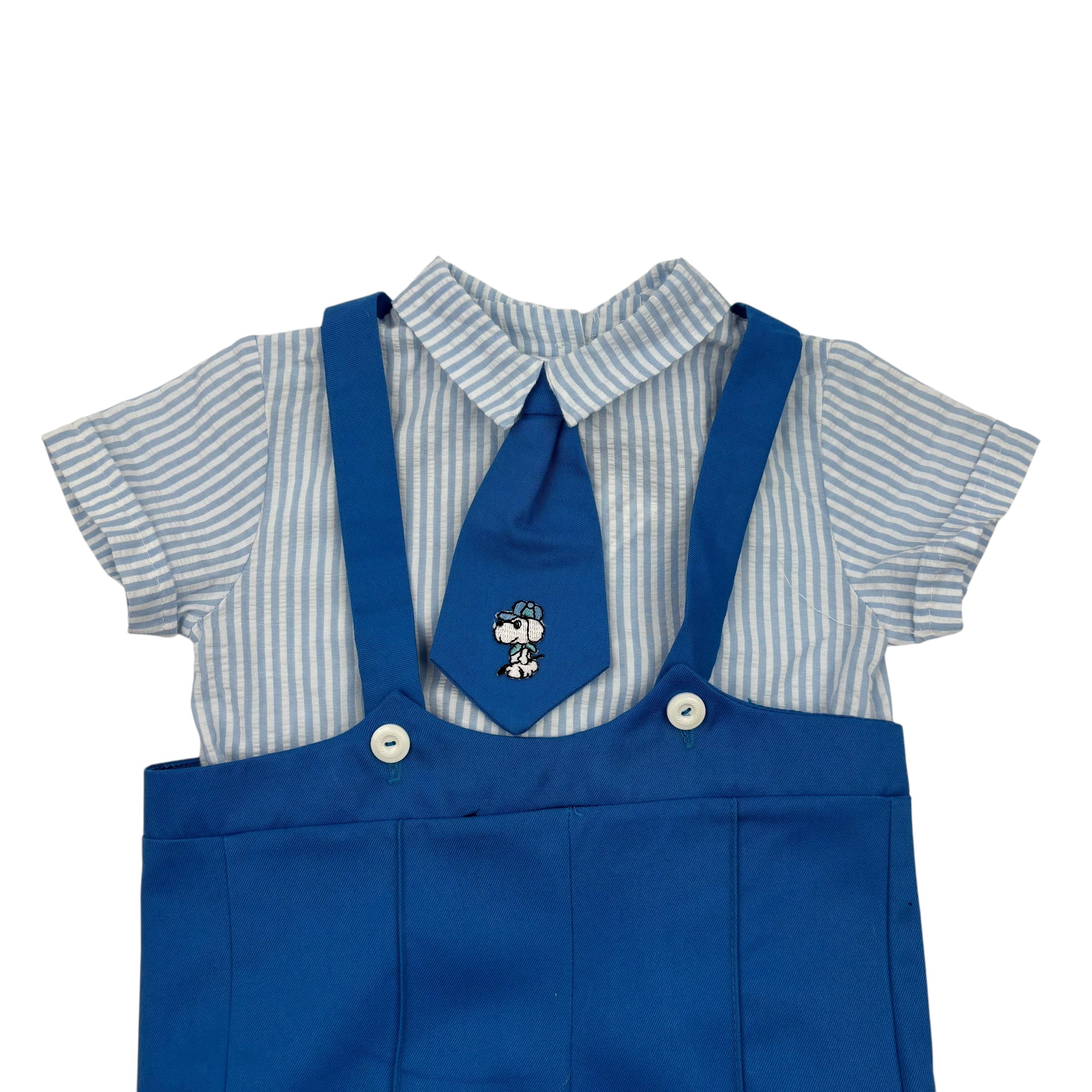 Vintage Suspender Shorts Sets With Tie, Size 1