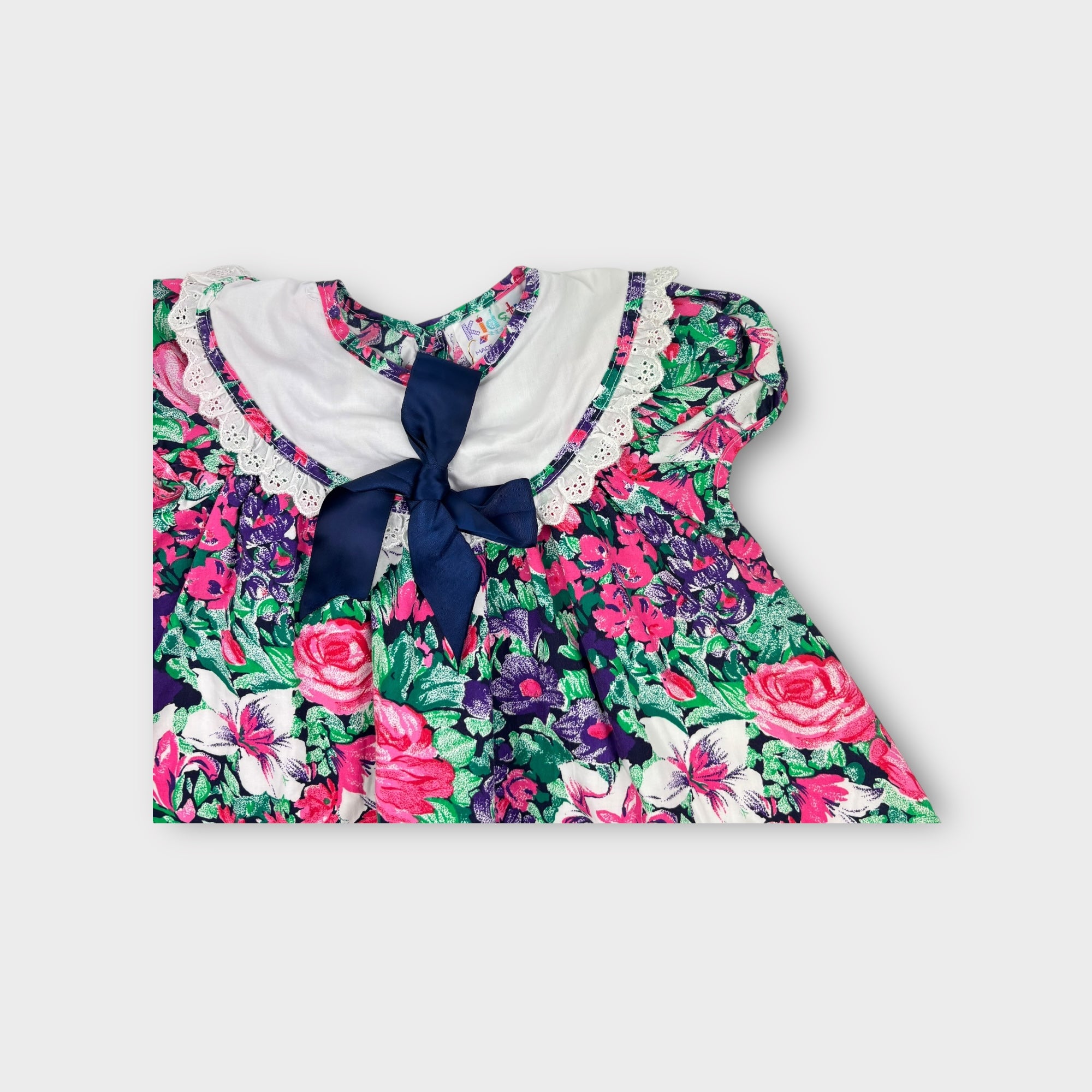Vintage Dark Floral Babydoll Dress, Size 1