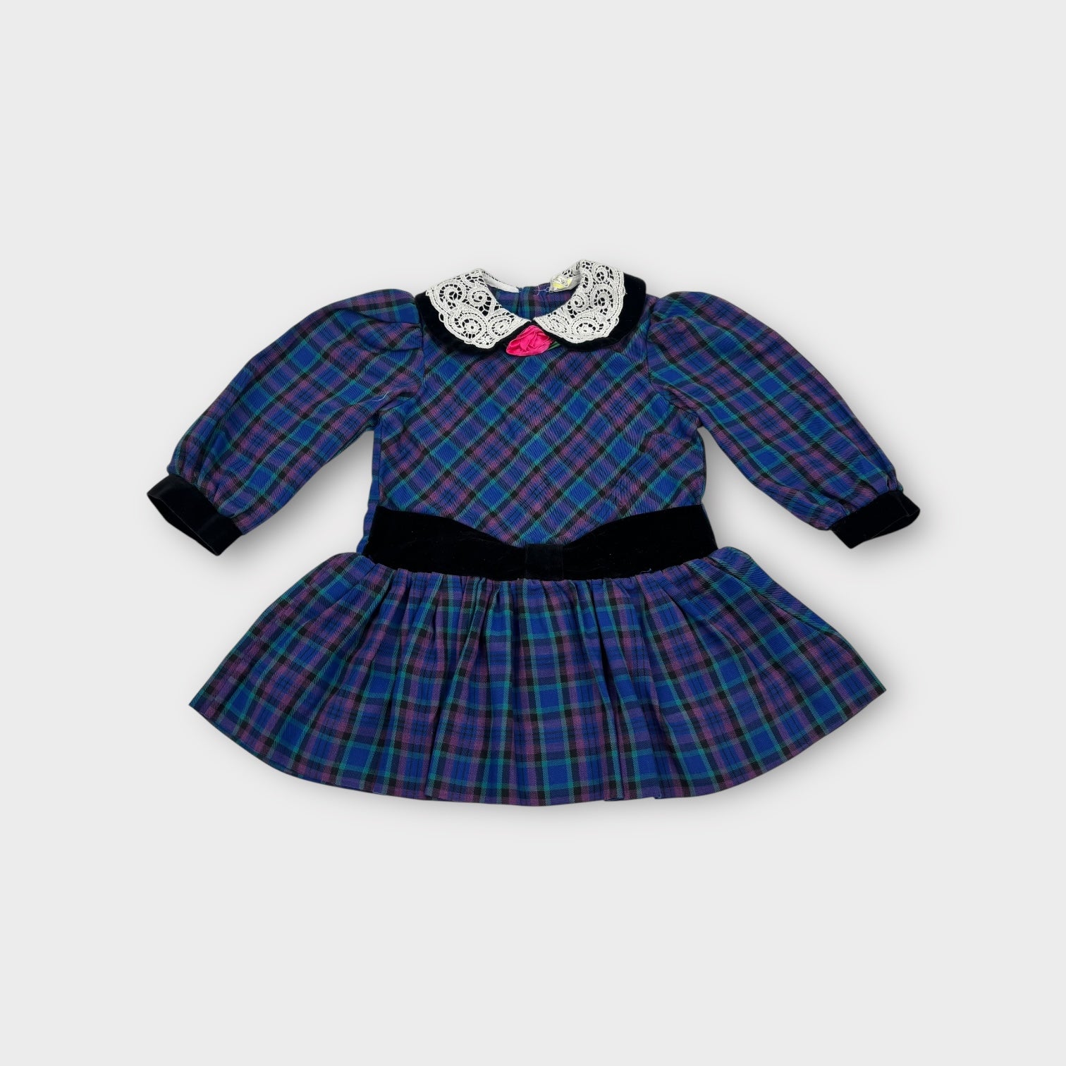 Vintage Dark Plaid Dress, Size 2
