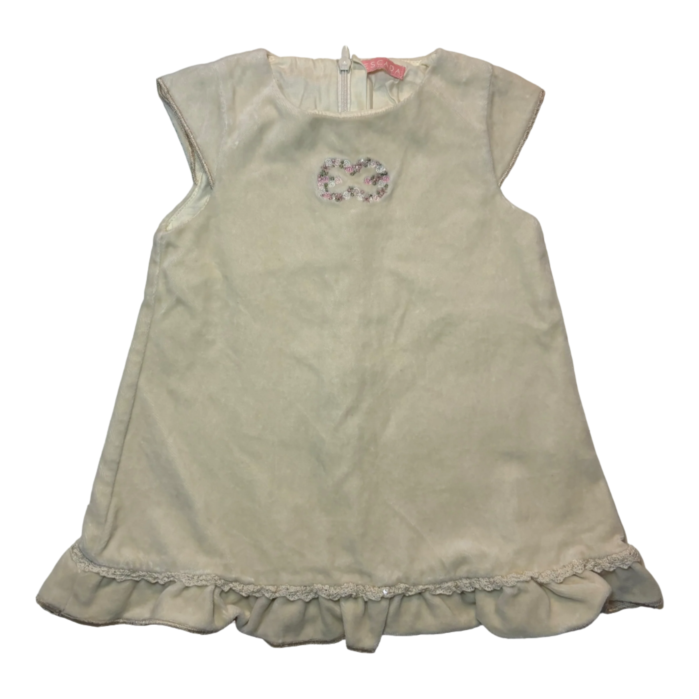 White Velour Escada Dress, Size 0