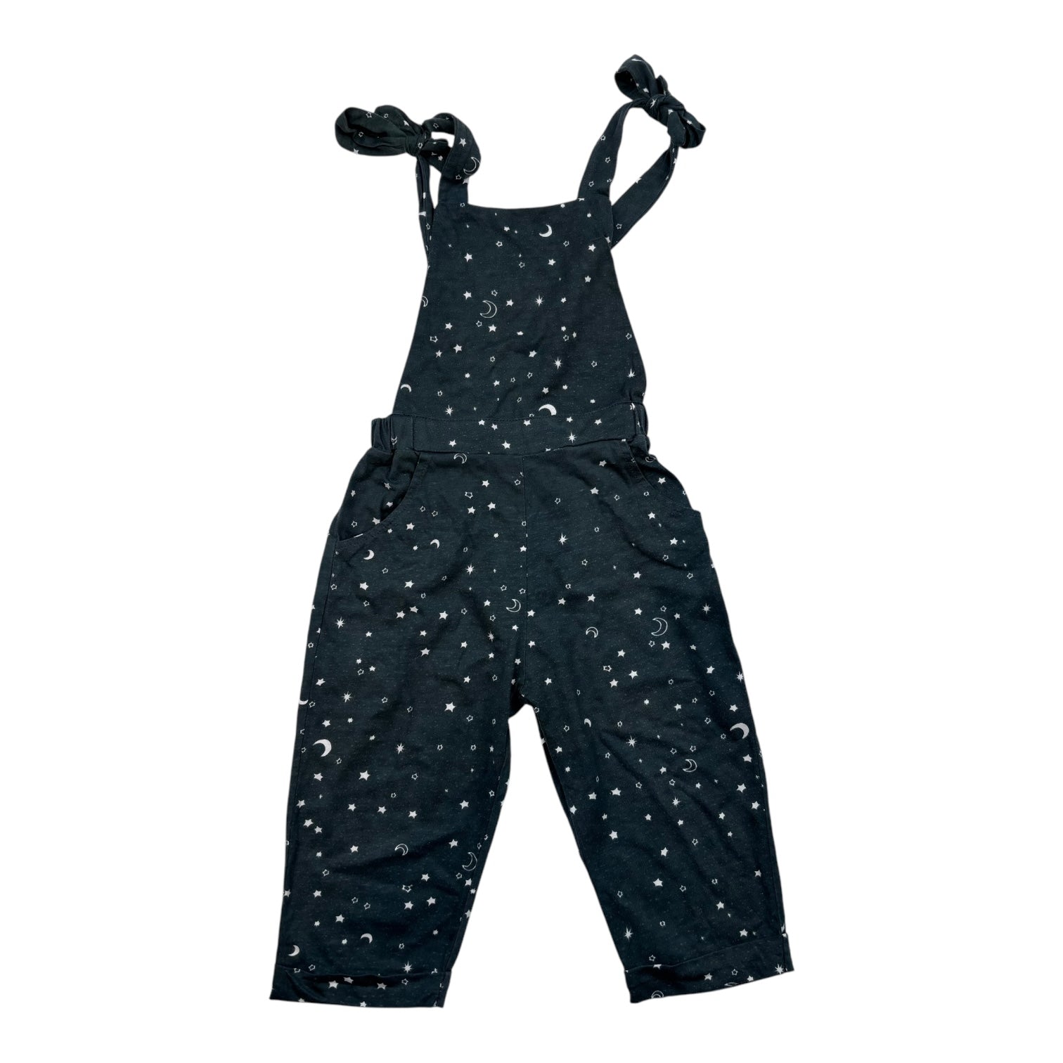 Alex & Ant Charcoal Moon & Stars Print Overalls, Size 2