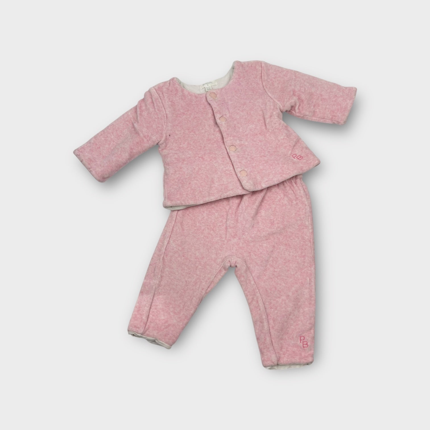 Purebaby Pink Velour Set, Size 0