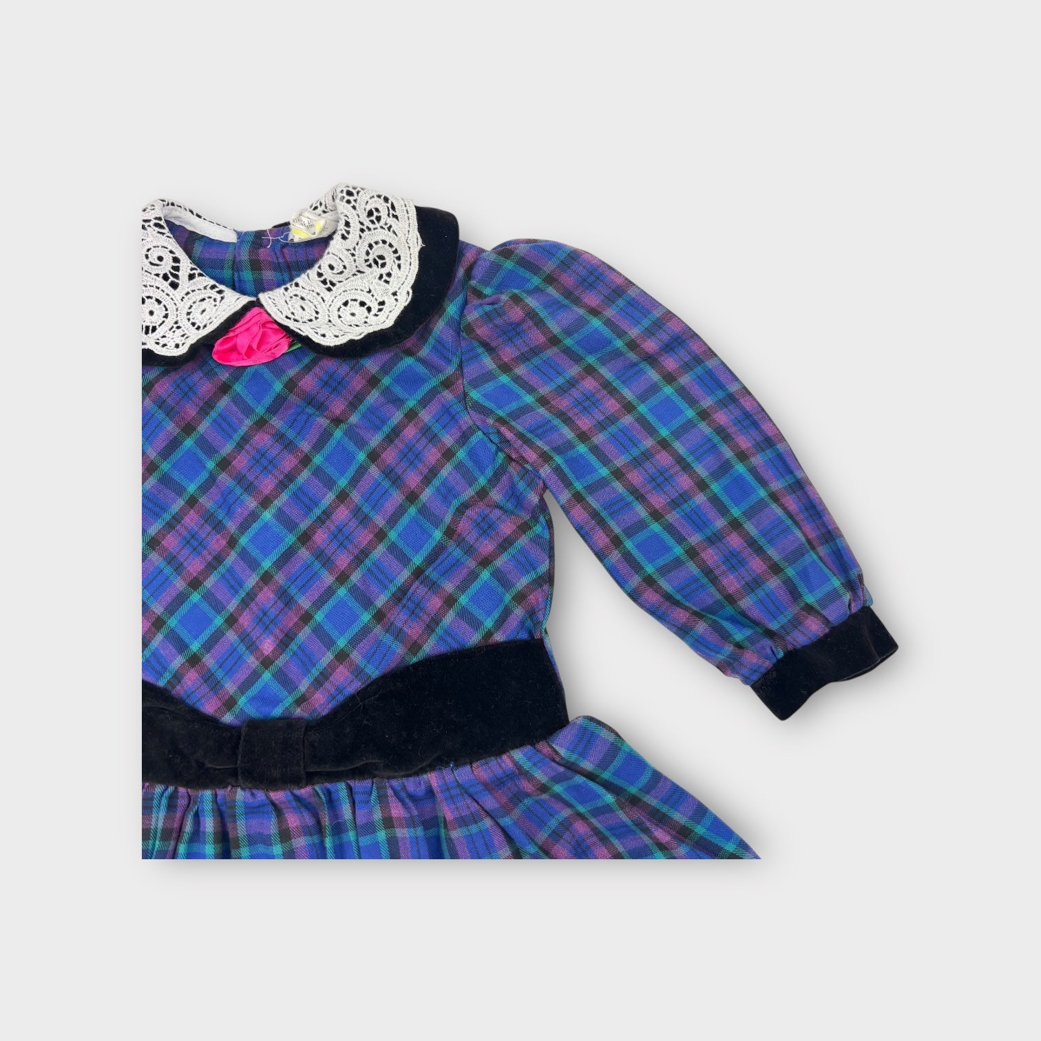Vintage Dark Plaid Dress, Size 2