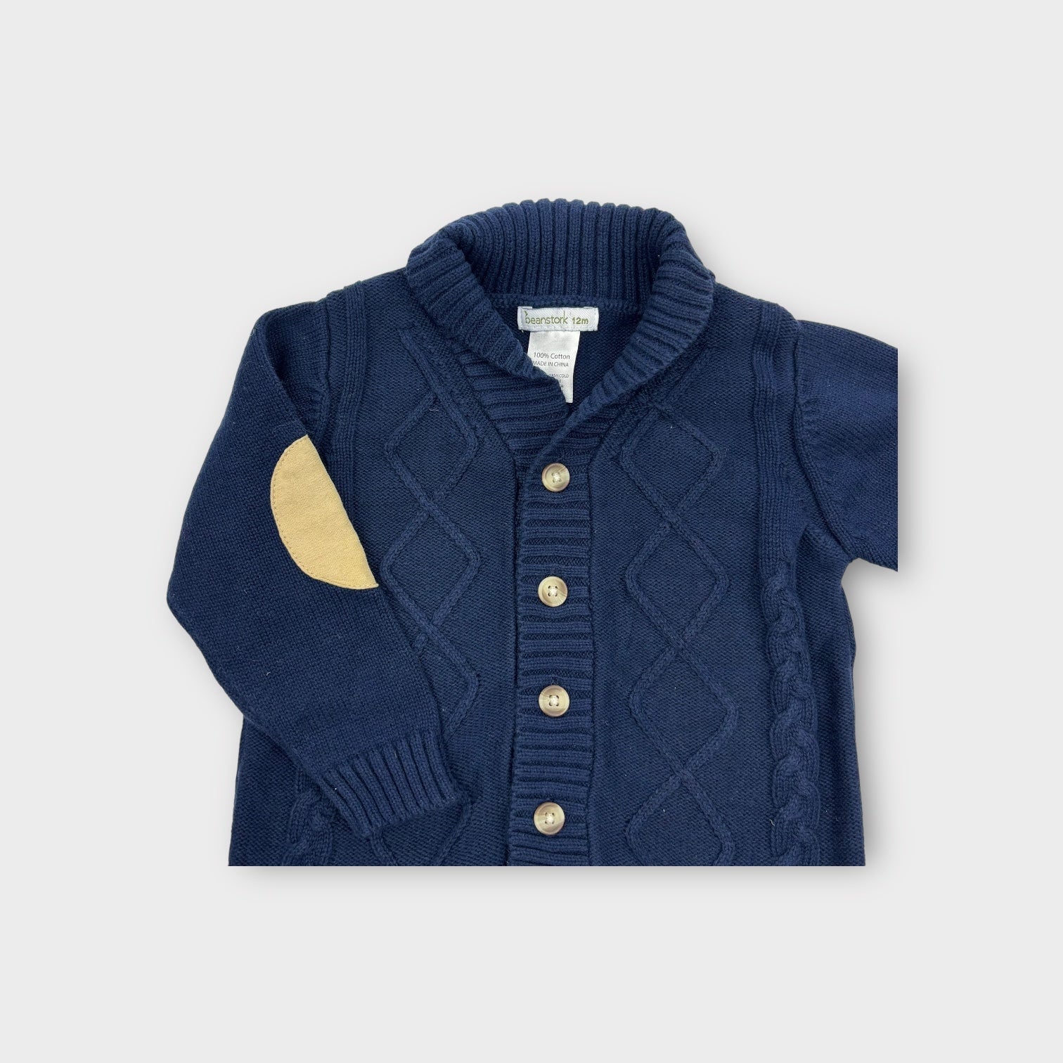 Beanstork Navy Cable Knit Cardigan, Size 0