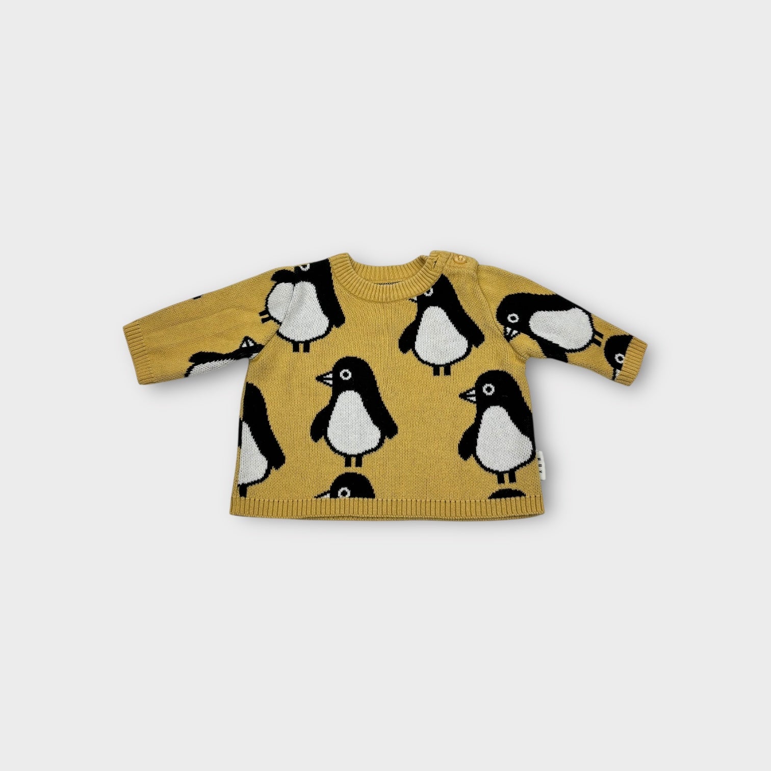 Hux Yellow Penguin Knit Jumper, Size 0