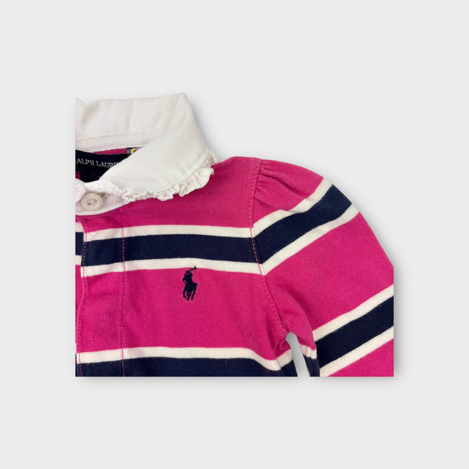 Ralph Lauren Pink Stripe Rugby Shirt, Size 0