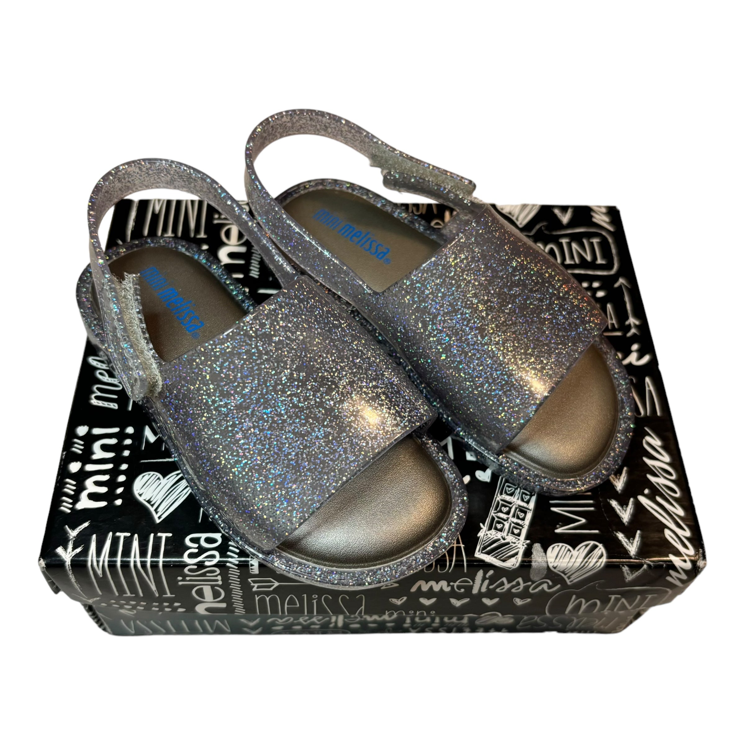 Mini Melissa Glitter Sandals, Size EUR22/23
