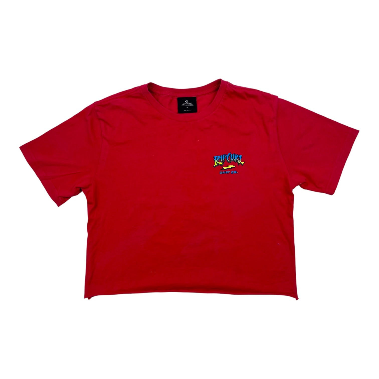 Cropped Red Rip Curl T-Shirt, Size 12-14