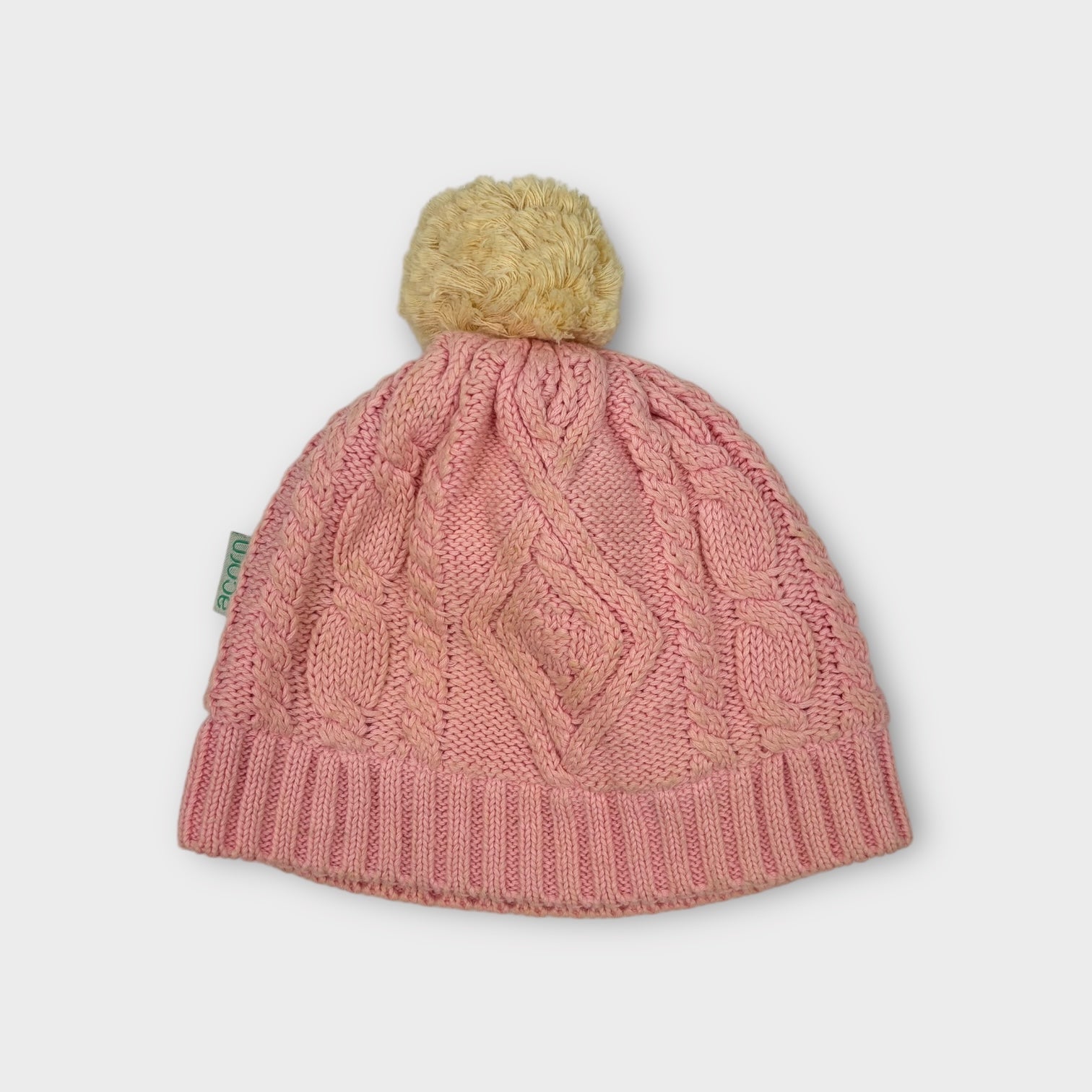 Acorn Pink Cable Knit Beanie, XS
