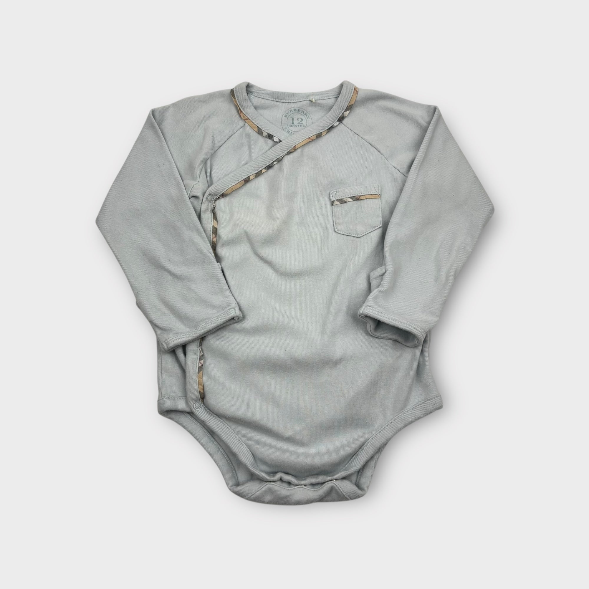 Burberry Blue Wrap Bodysuit, Size 0