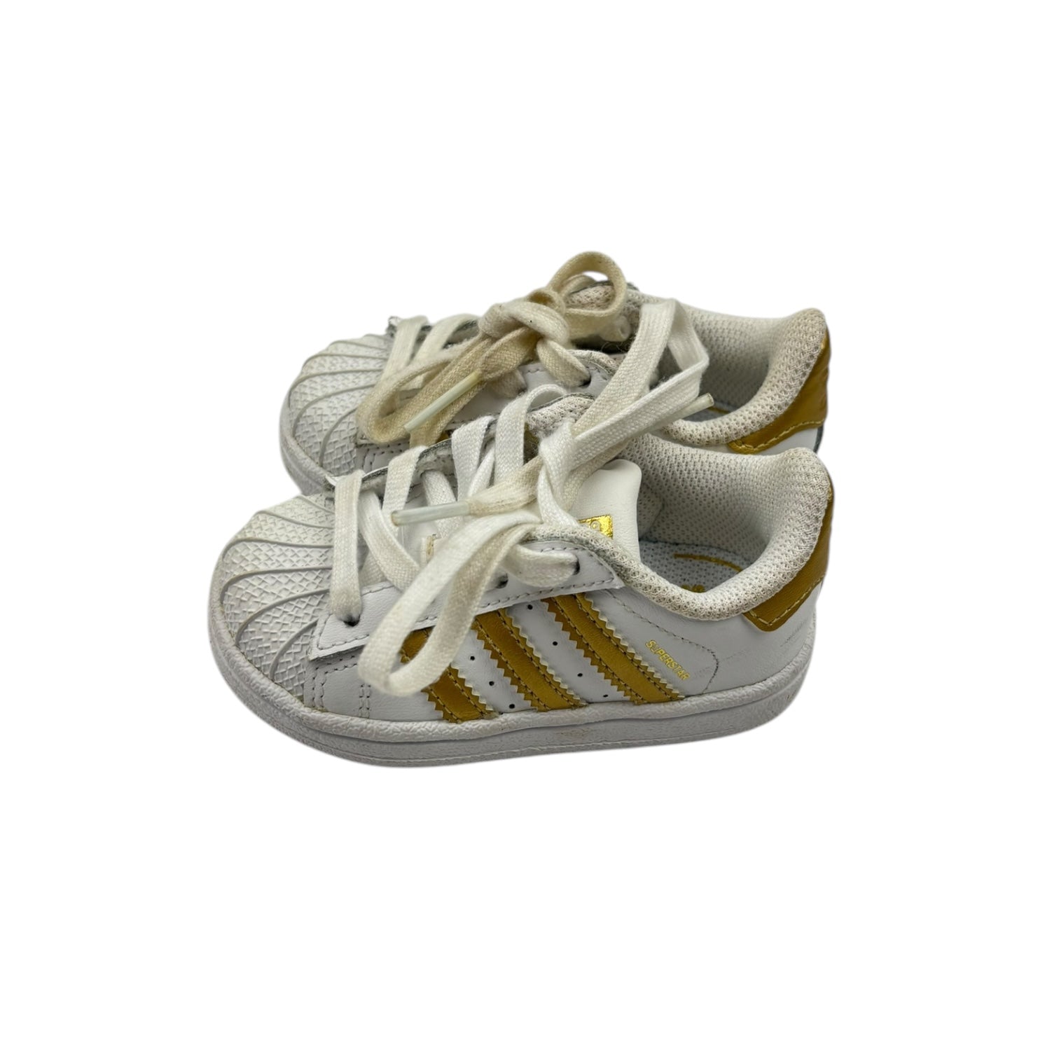 Adidas White, Gold Superstars, Size EU 20